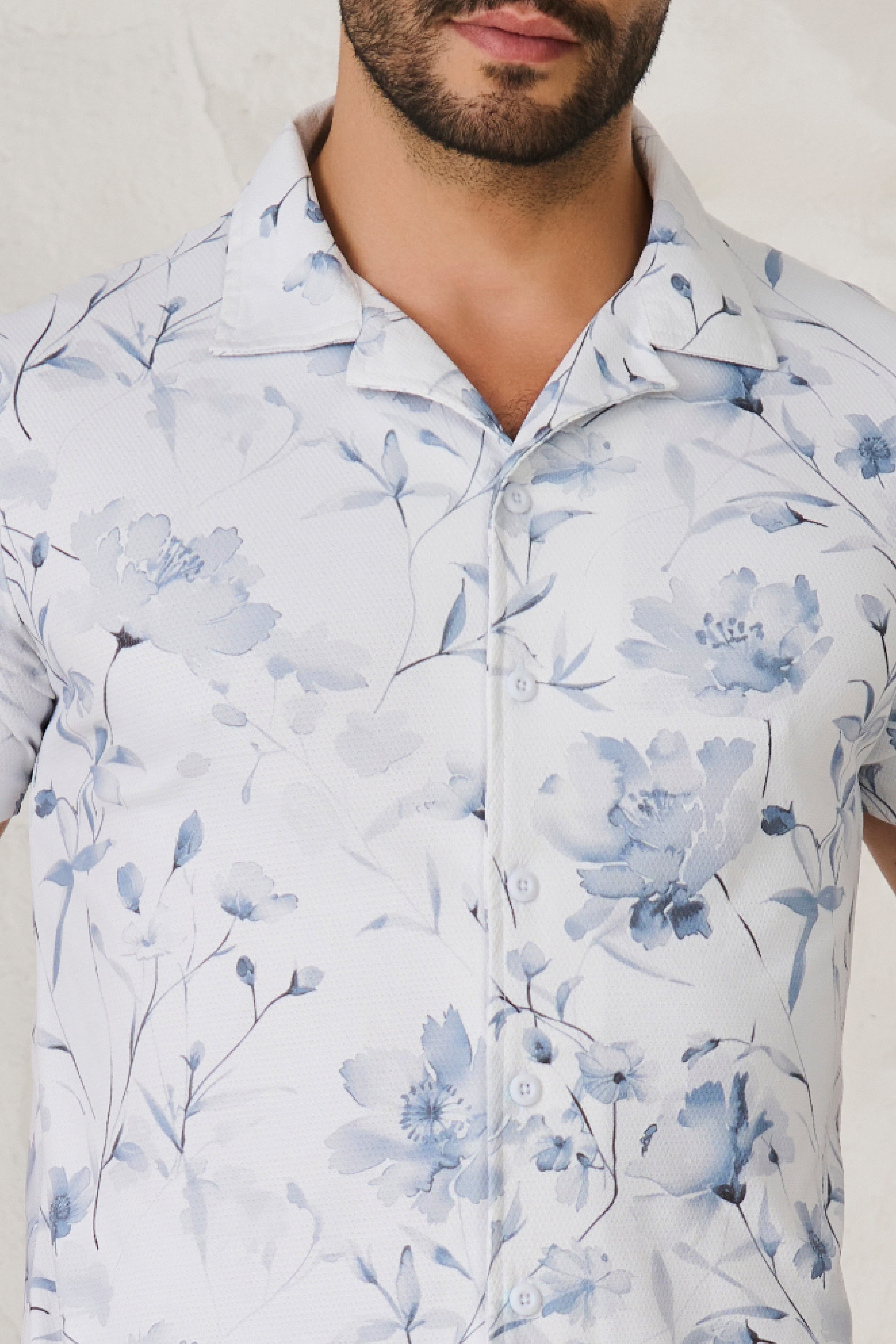 Buy Water Lilies Cuban Shirt - Sky Online Shopping view 4