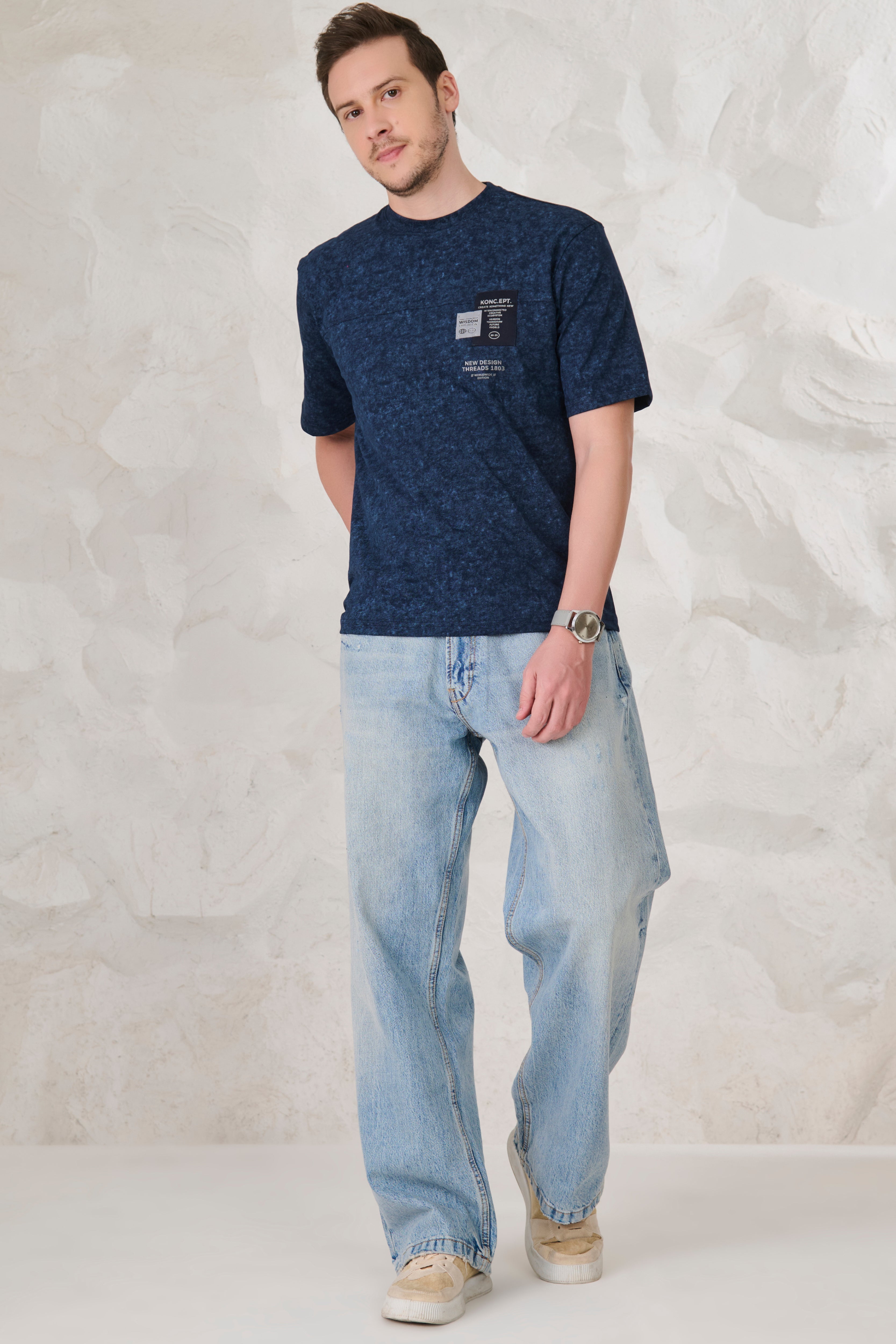 Buy Indigo Cloud Oversized T-Shirt - Navy Online Shopping view 5