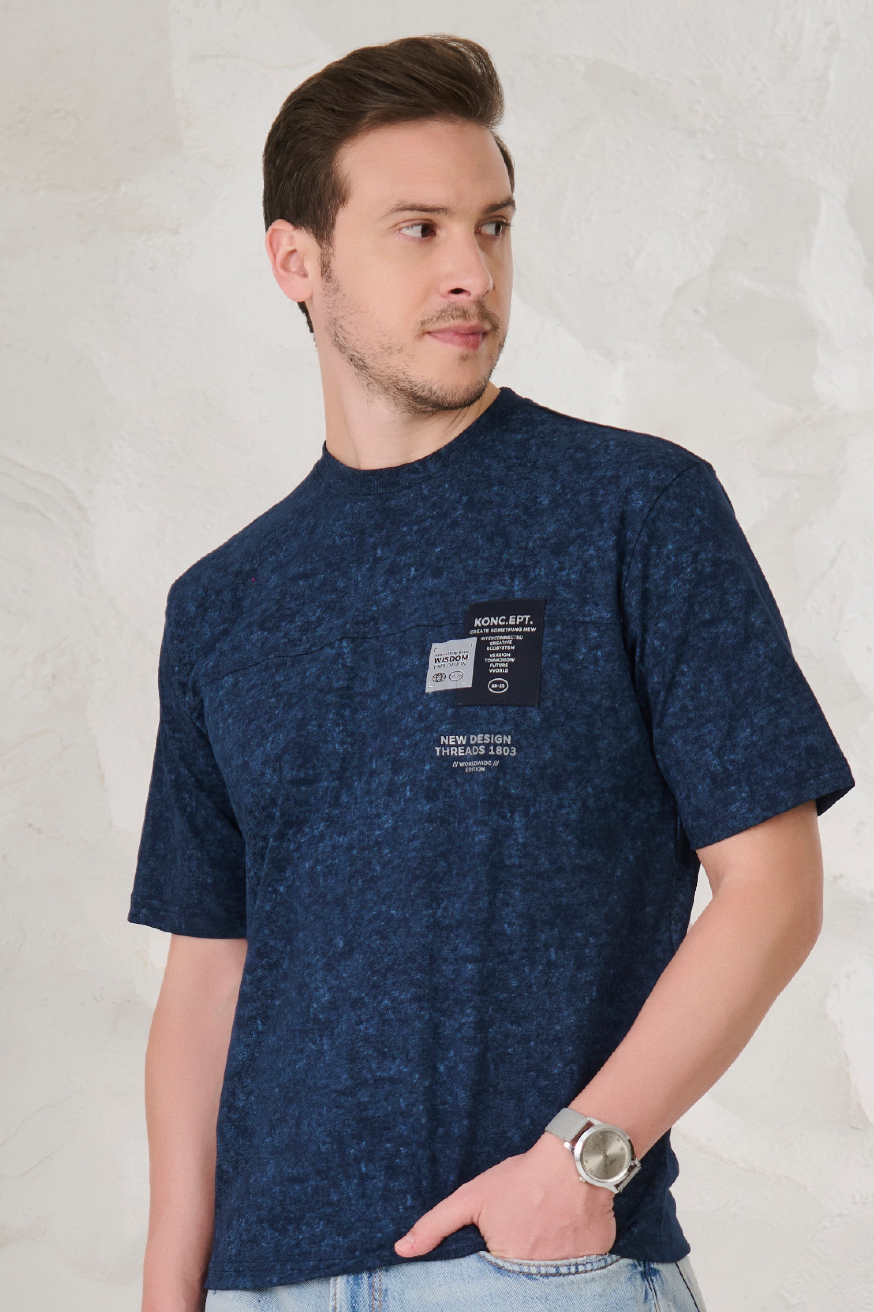 Buy Indigo Cloud Oversized T-Shirt - Navy Online Shopping view 2