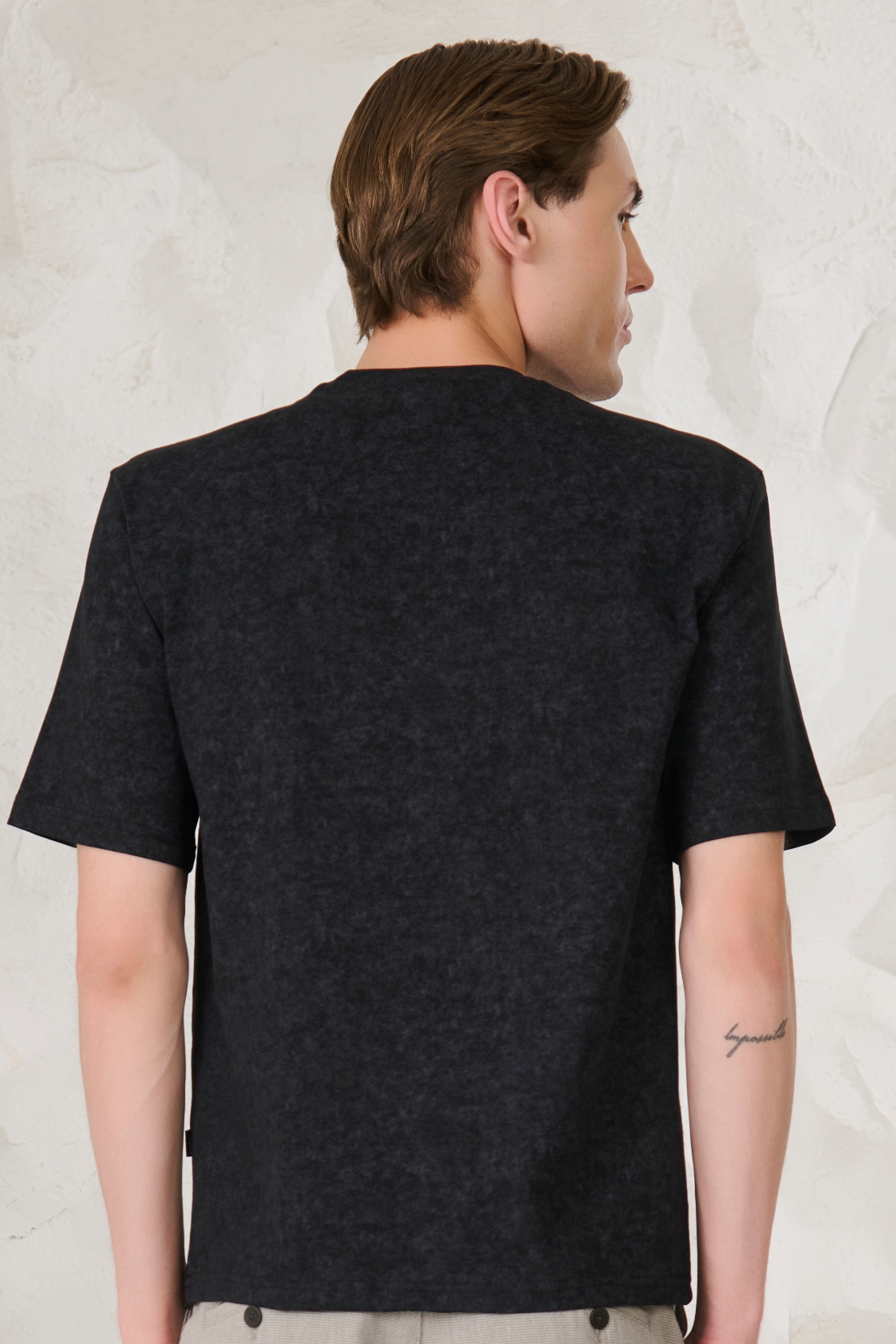 Buy Leaves on Indigo Oversized T-Shirt - Black/Grey Online Shopping view 3