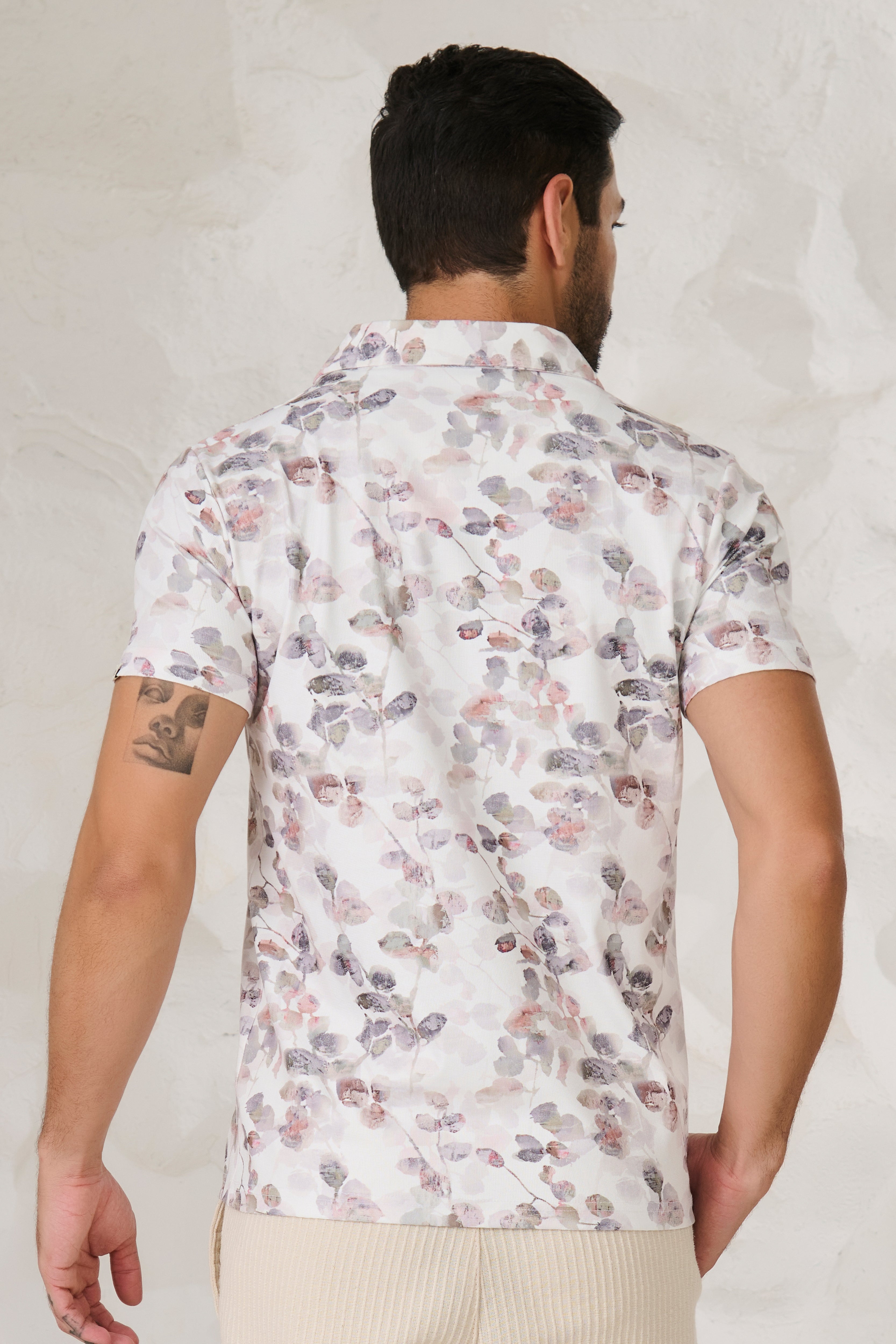 Buy Autumn Foliage Cuban T-Shirt - White Online Shopping view 4