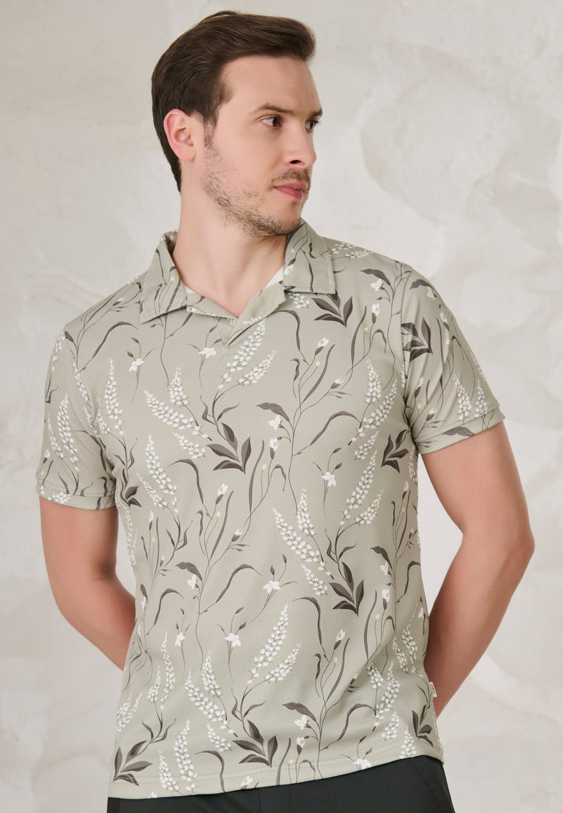 Fern and Petals Cuban T-Shirt - Pista