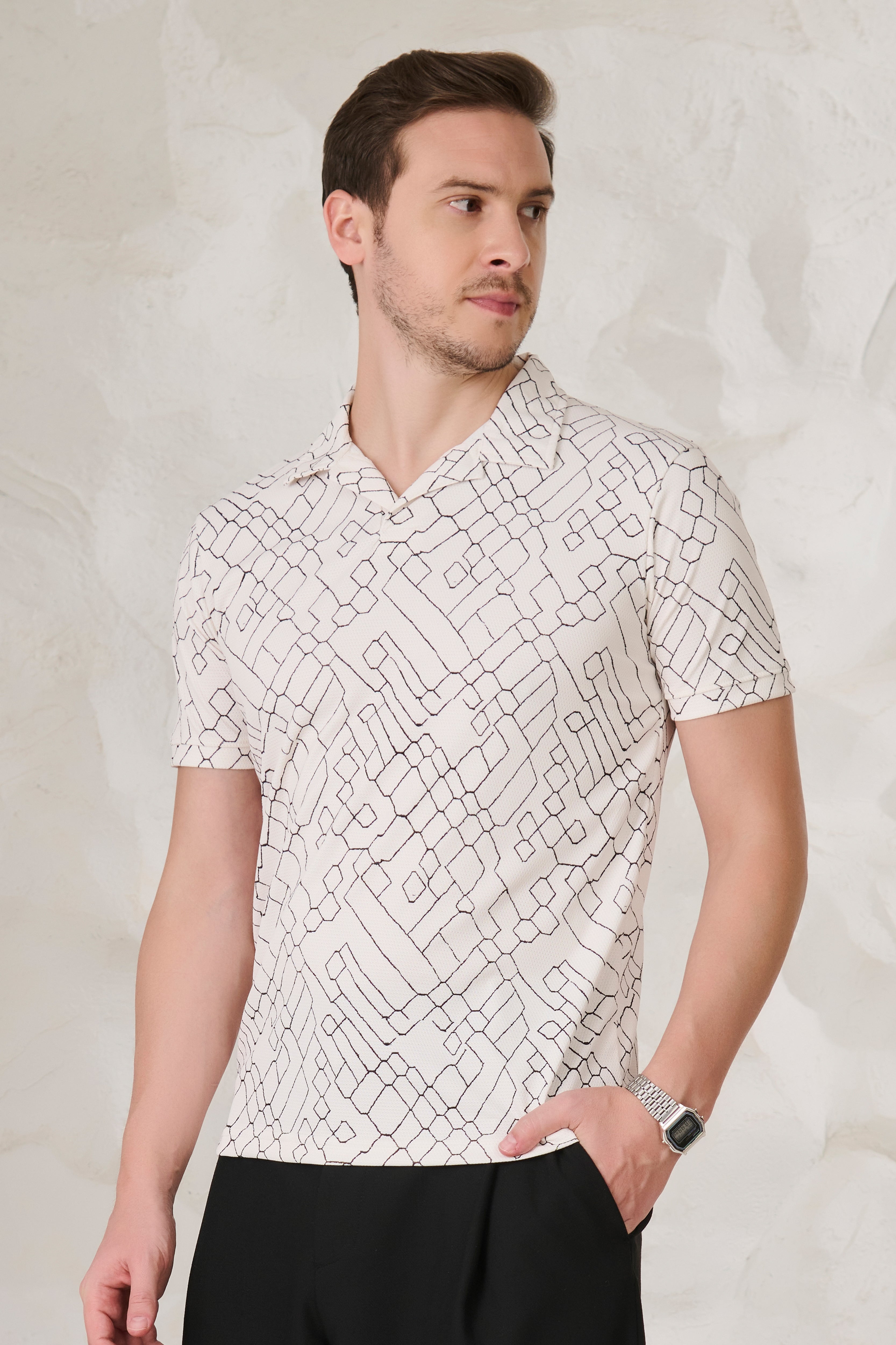 Buy Doodle Cuban T-Shirt - White Online Shopping view 2