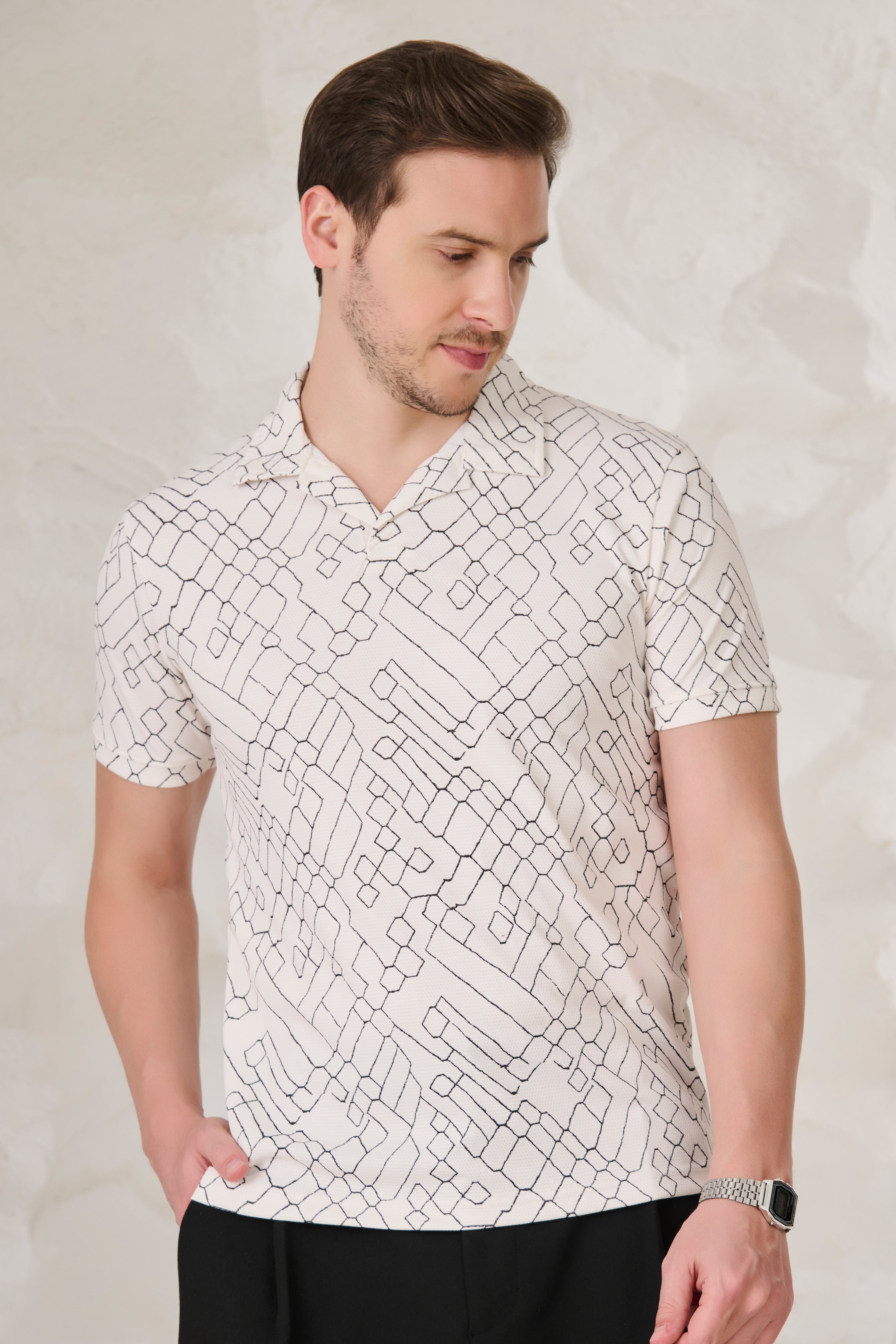 Buy Doodle Cuban T-Shirt - White Online Shopping view 1