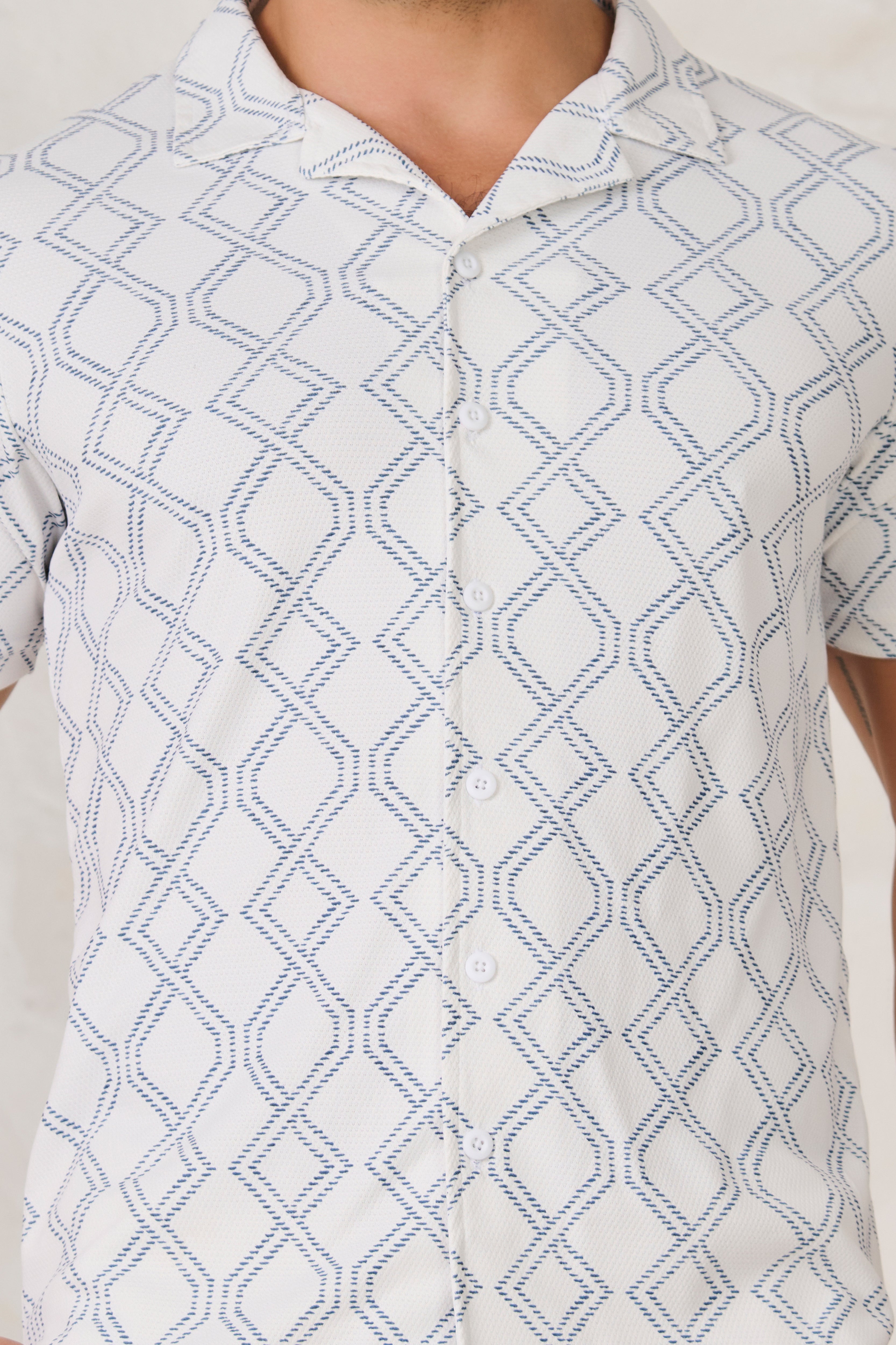 Buy Helical Cuban Shirt - White Online Shopping view 3