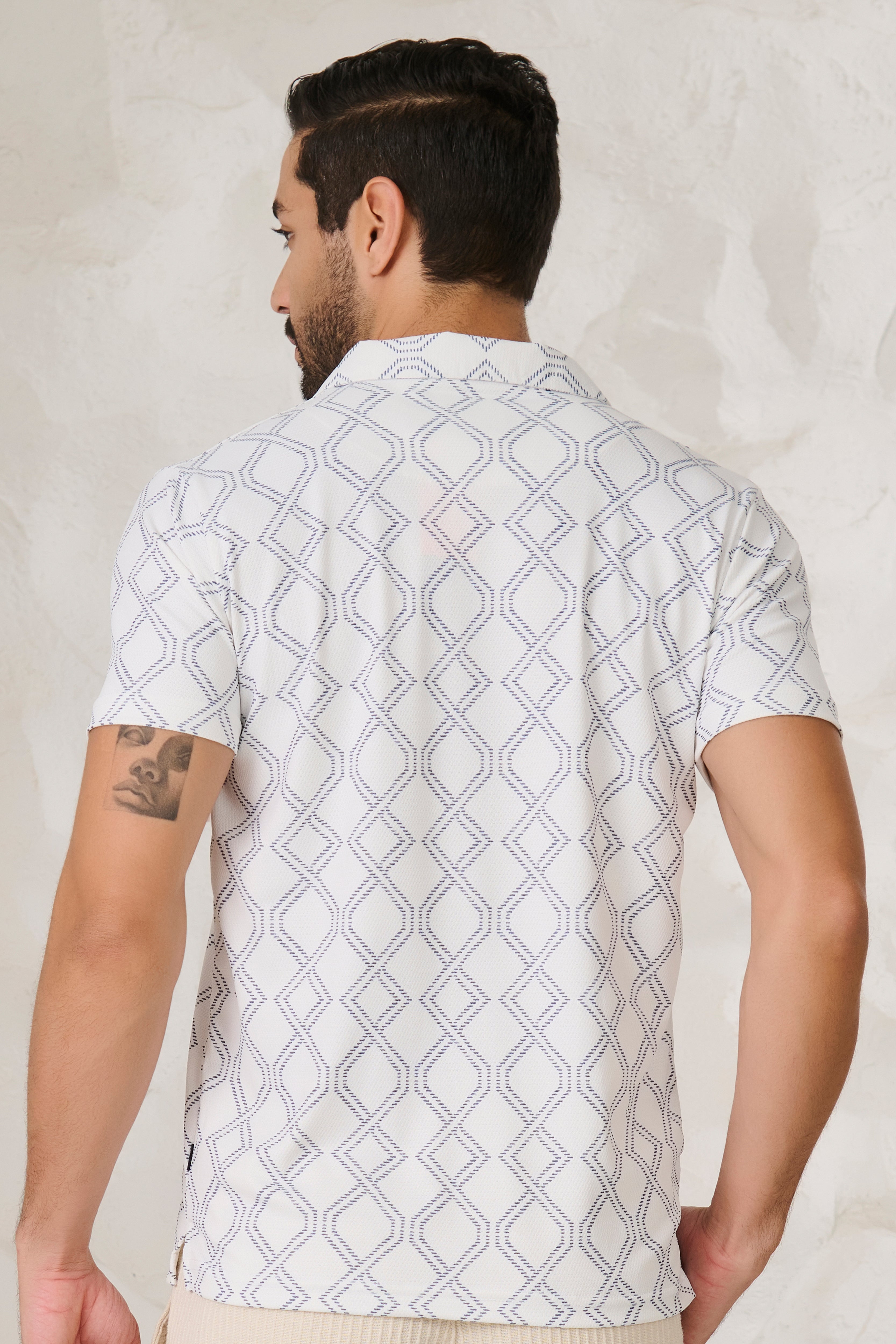 Buy Helical Cuban Shirt - White Online Shopping view 4