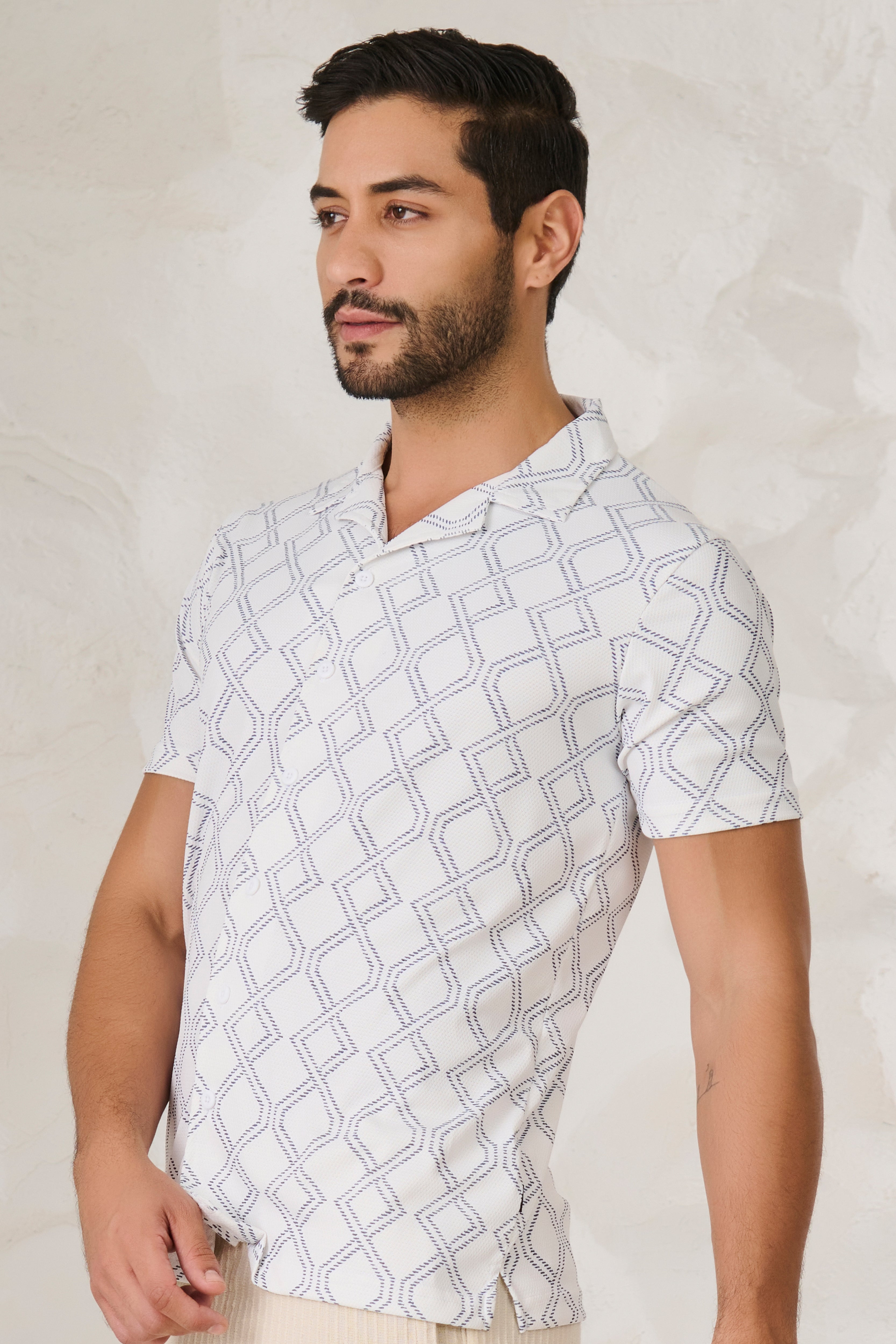 Buy Helical Cuban Shirt - White Online Shopping view 2