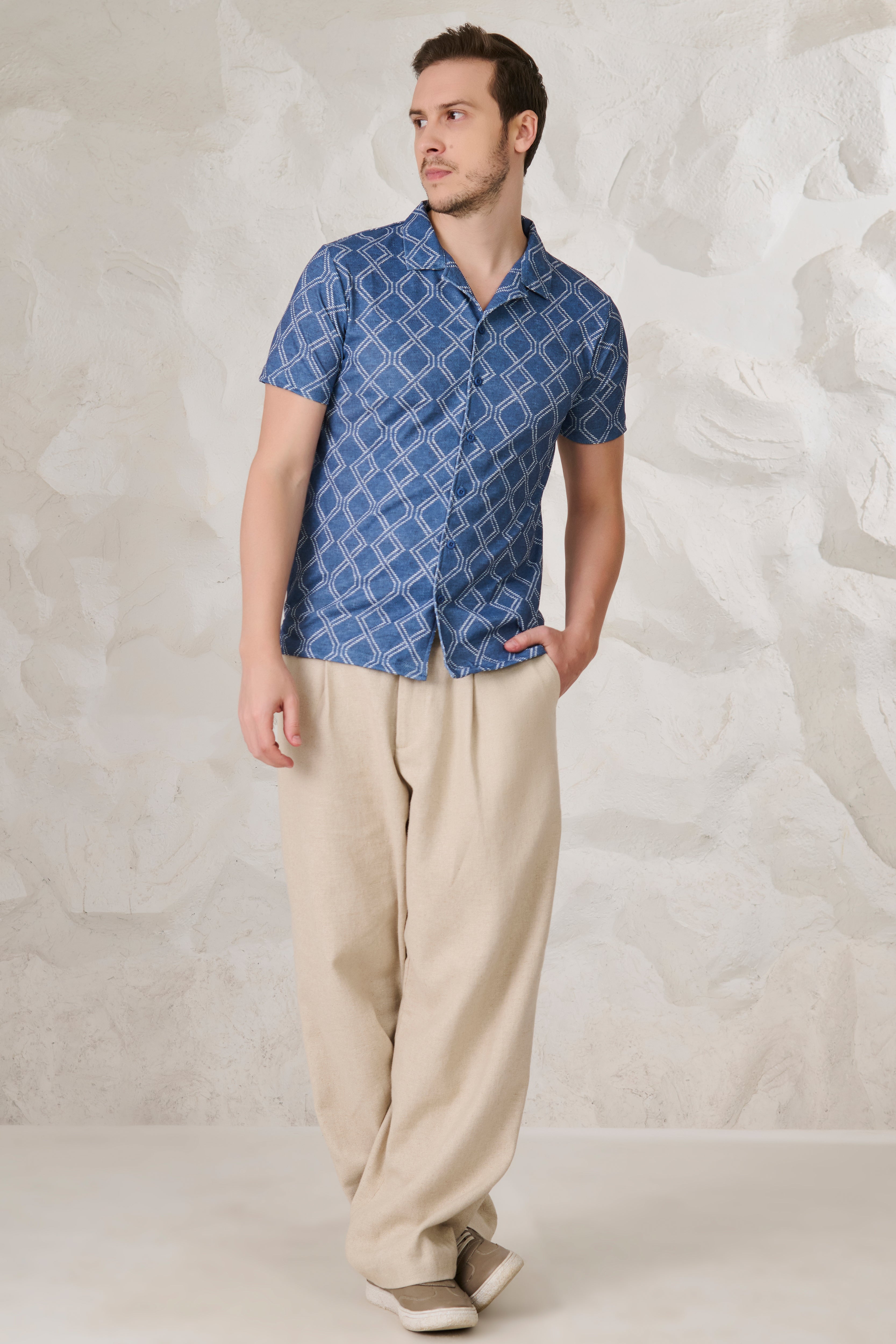 Buy Helical Cuban Shirt - Blue Online Shopping view 5