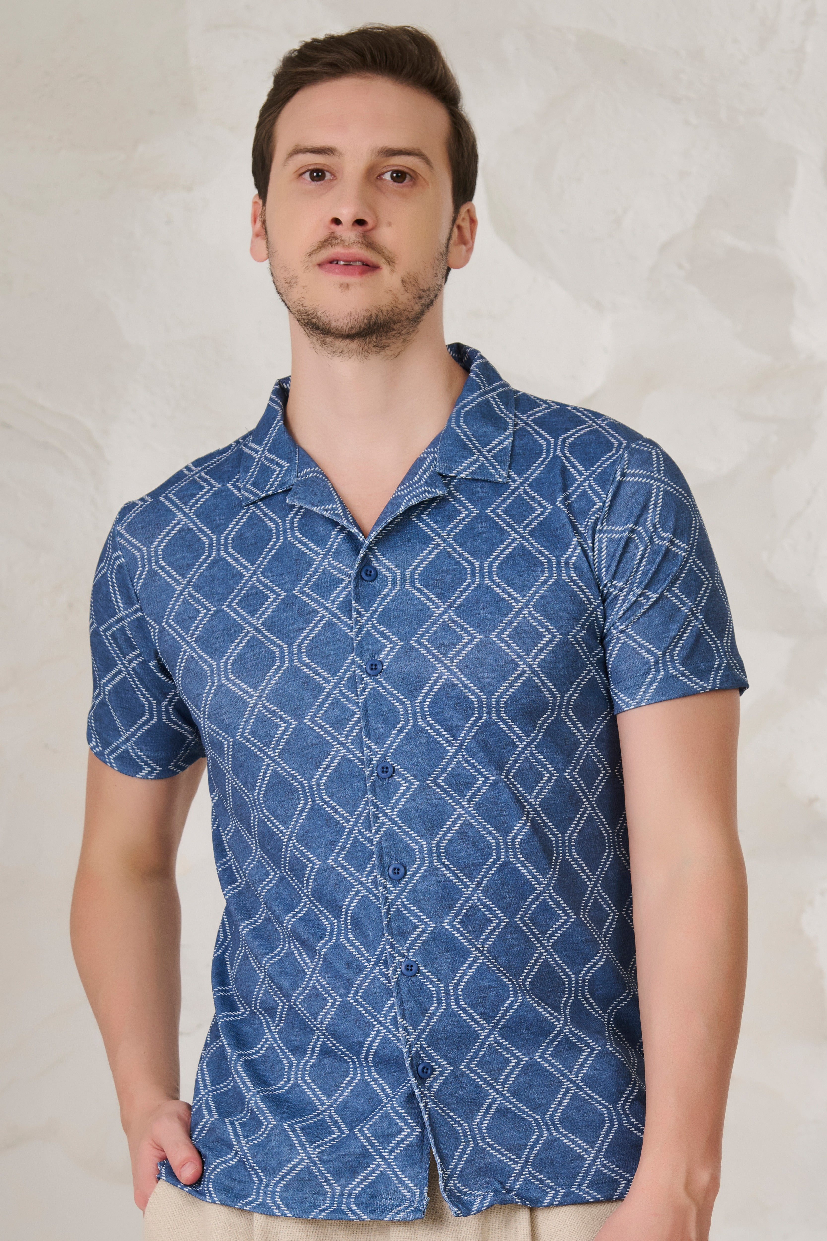 Buy Helical Cuban Shirt - Blue Online Shopping view 1