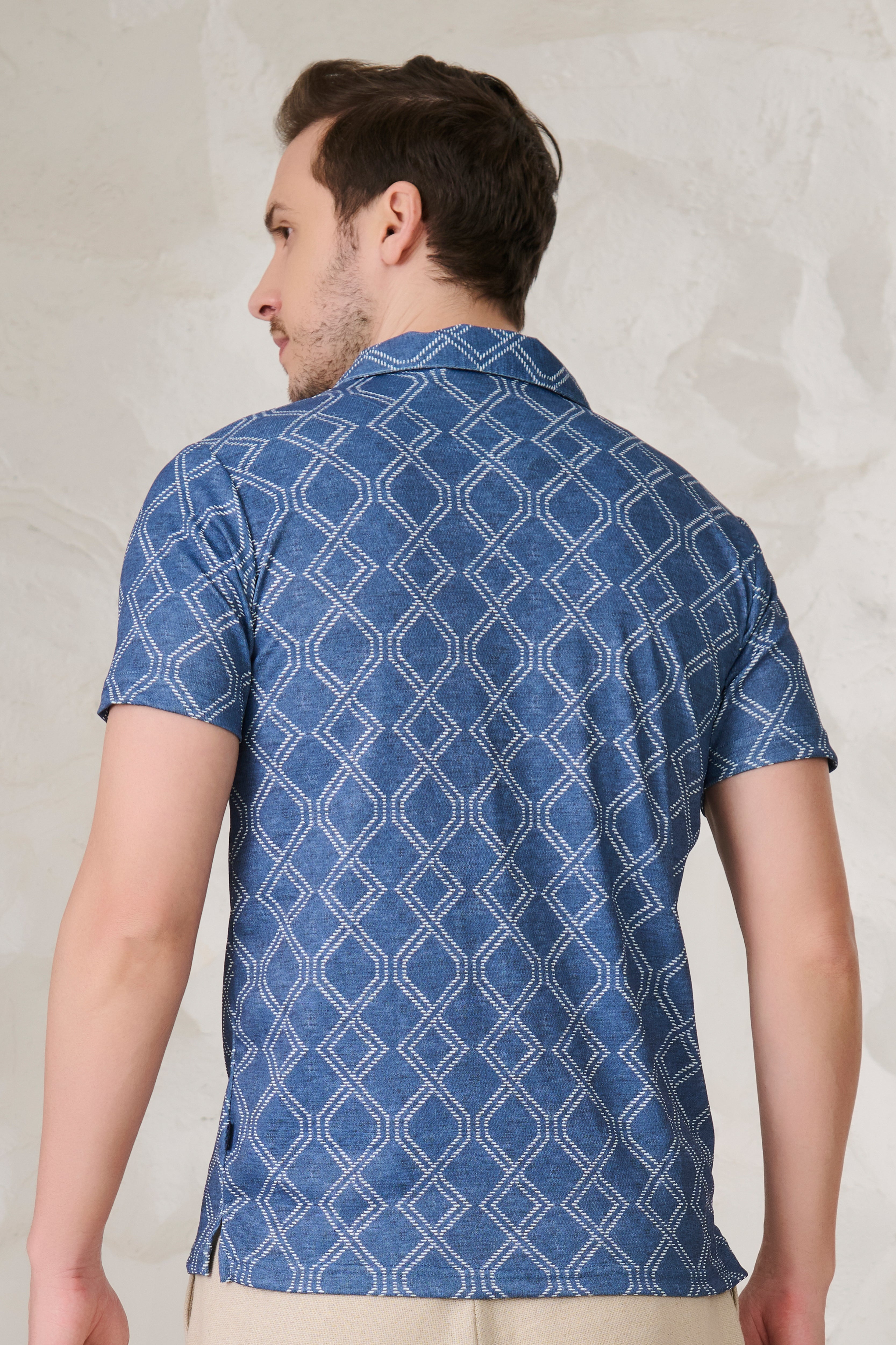 Buy Helical Cuban Shirt - Blue Online Shopping view 4