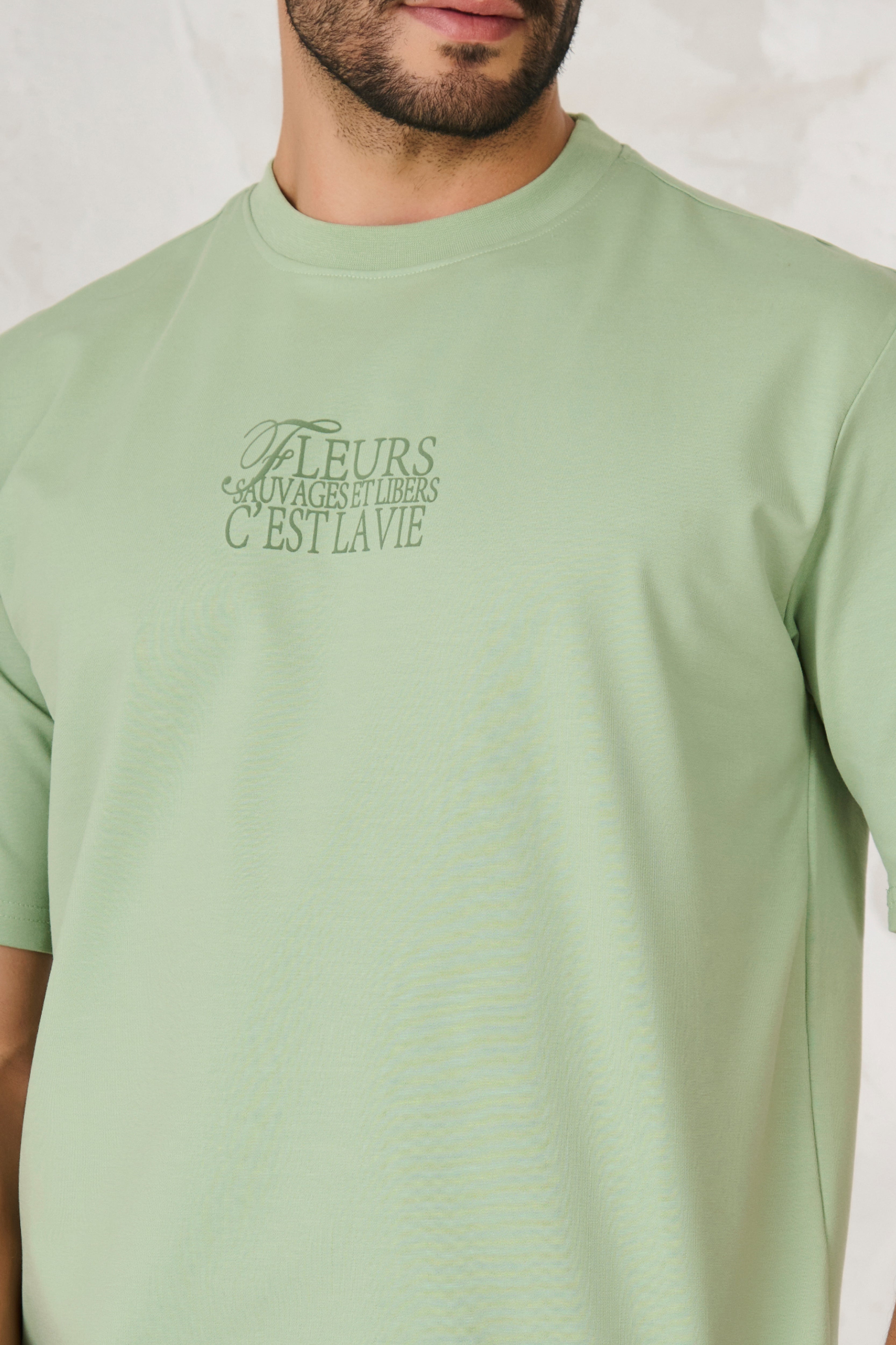 Buy Paris Roses Graphic Oversized Stretch T-Shirt - Pista Online Shopping view 4