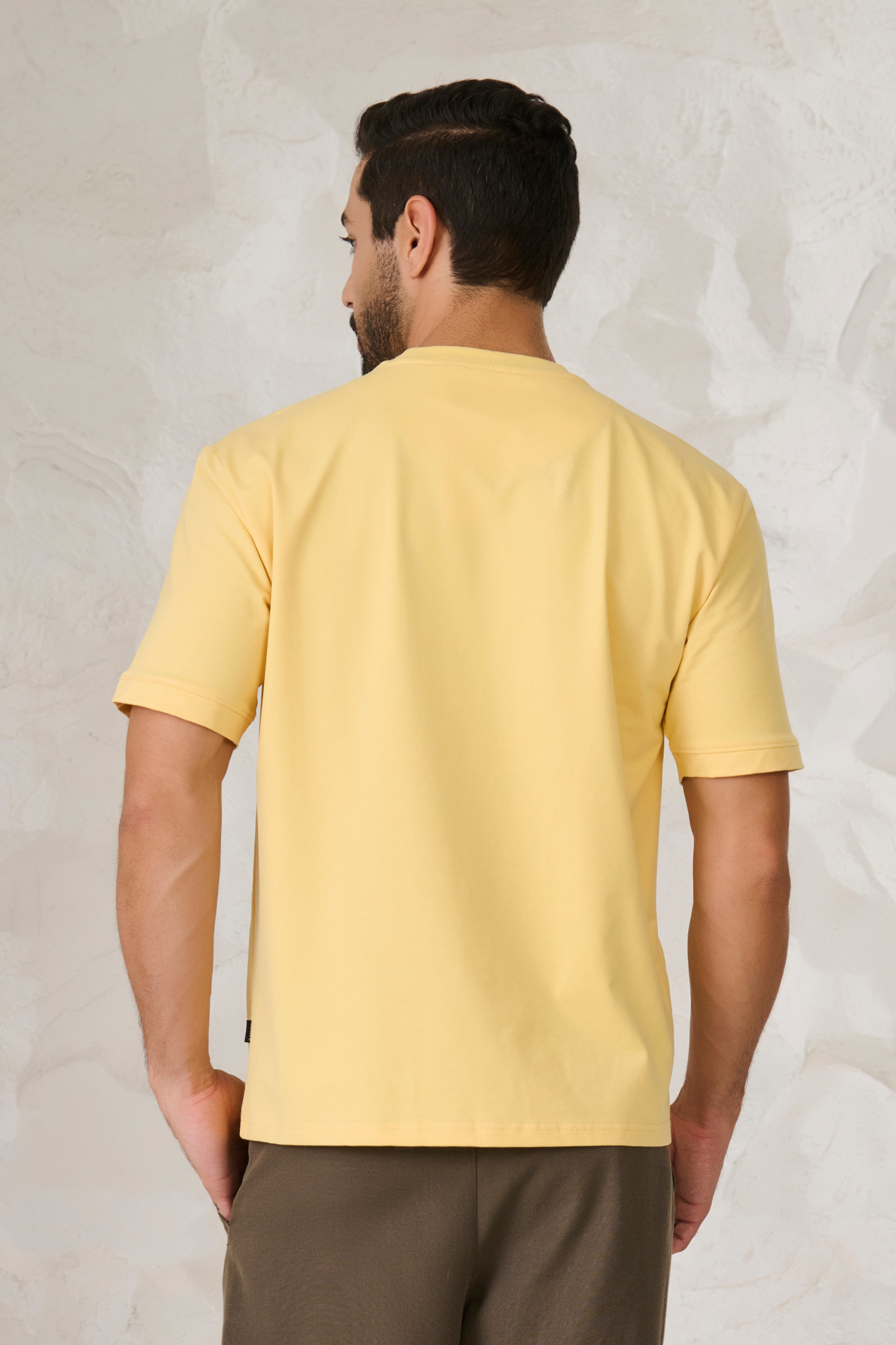 Buy Row Graphic Oversized Stretch T-Shirt - Yellow Online Shopping view 3