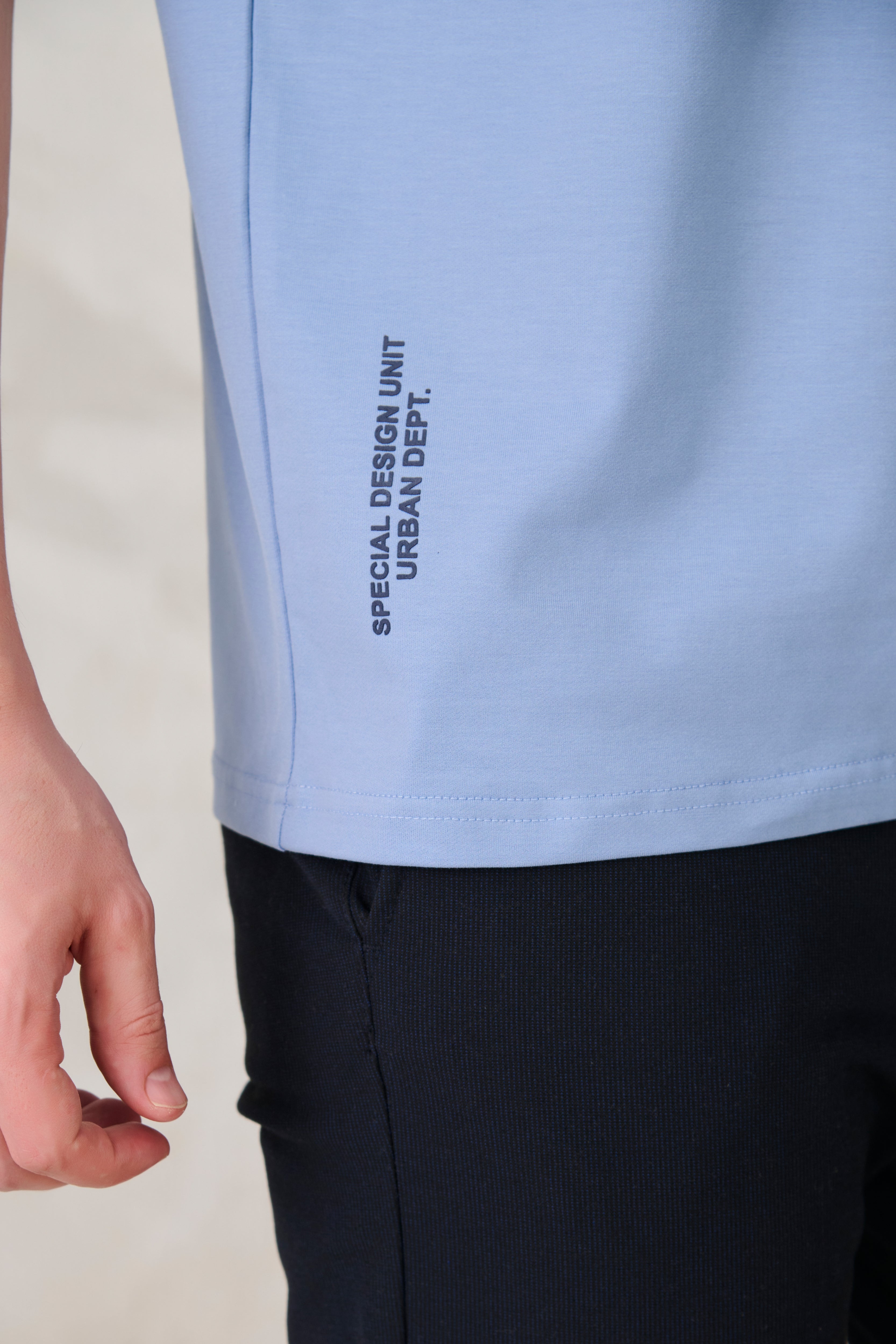 Buy Ornaments Pocket Oversized Stretch T-Shirt - Sky Online Shopping view 7