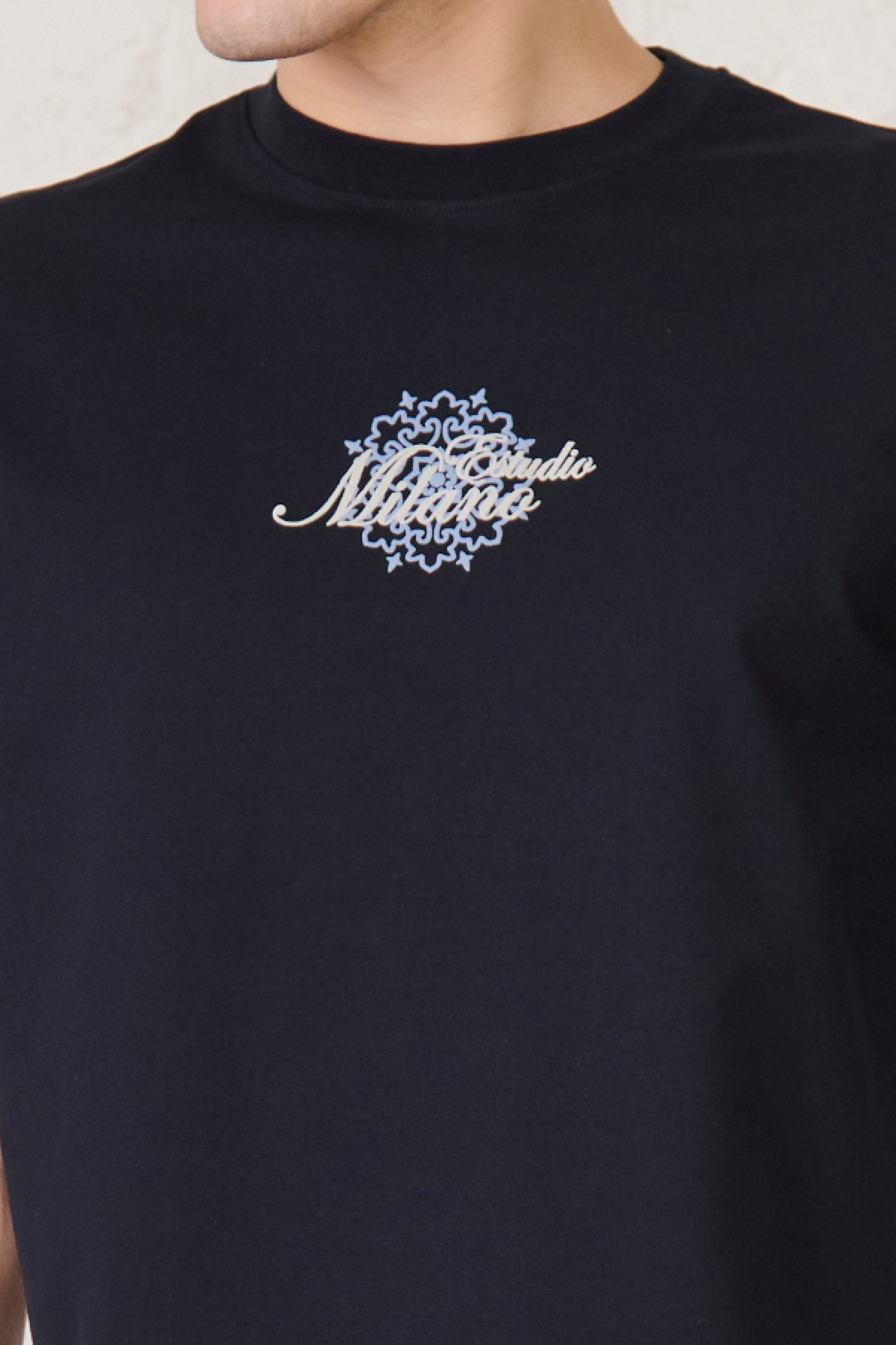 Buy Milano Graphic Oversized Stretch T-Shirt - Navy Online Shopping view 4