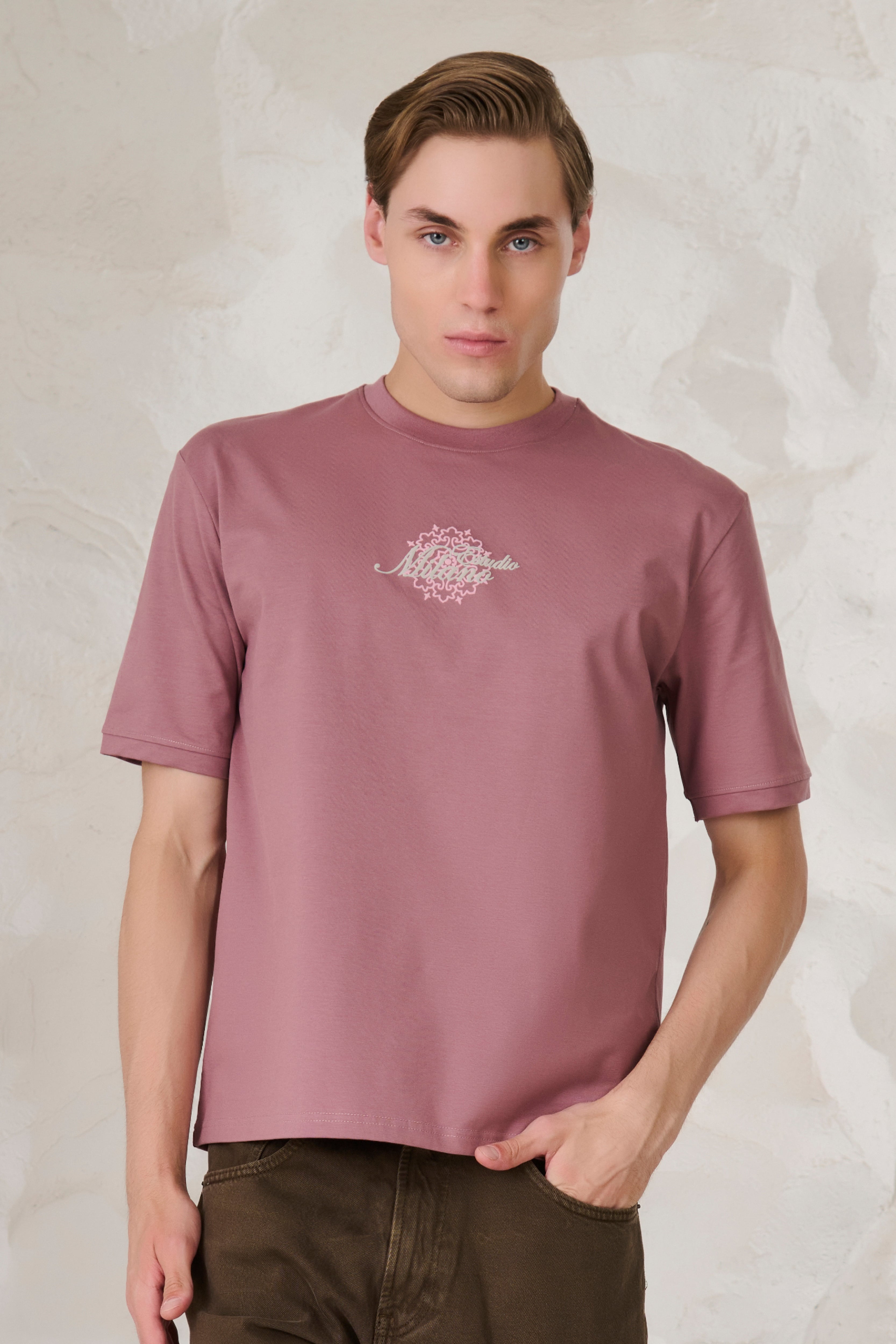 Buy Milano Graphic Oversized Stretch T-Shirt - Onion Pink Online Shopping view 1
