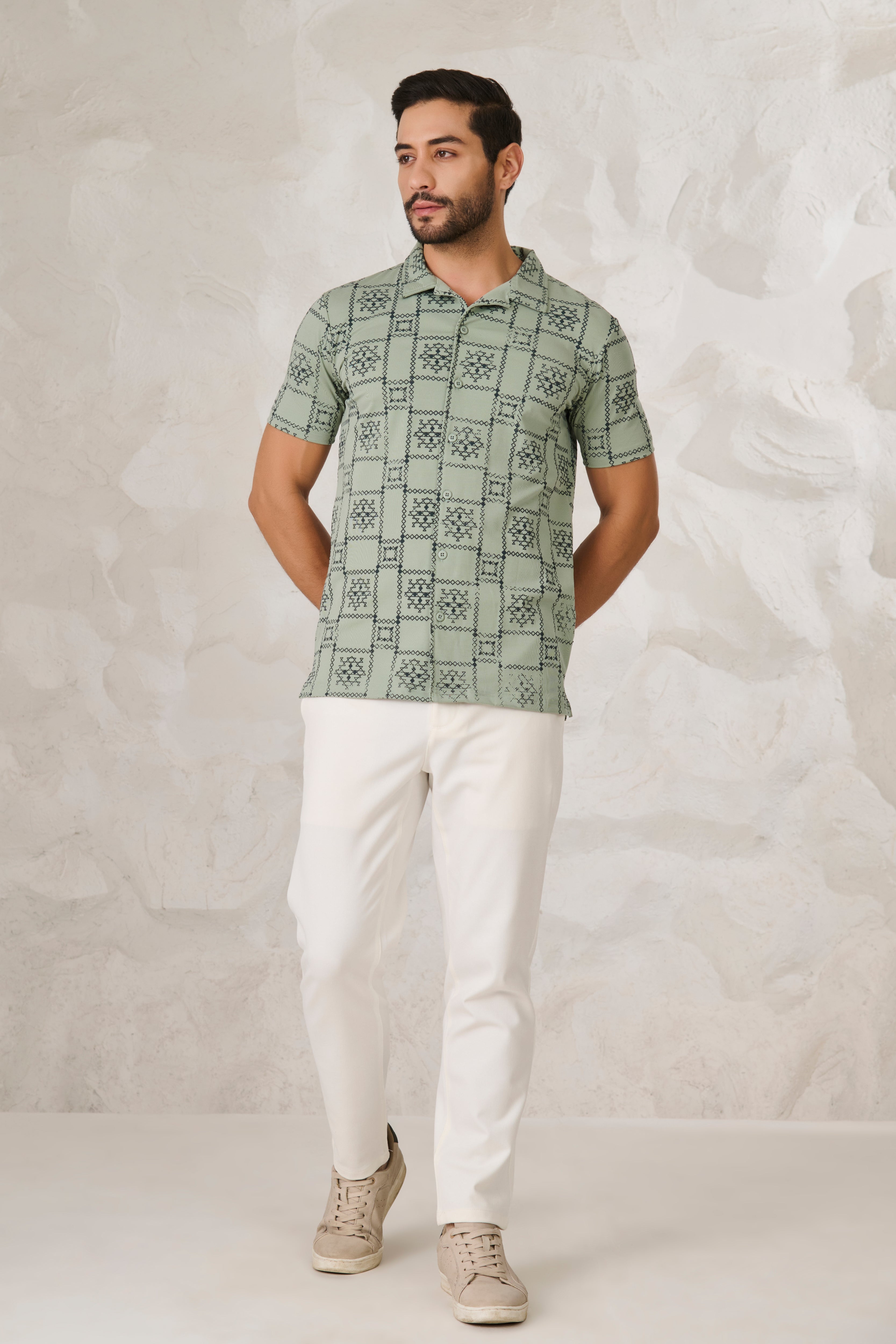 Buy Ornaments Square Cuban Shirt - Pista Online Shopping view 5