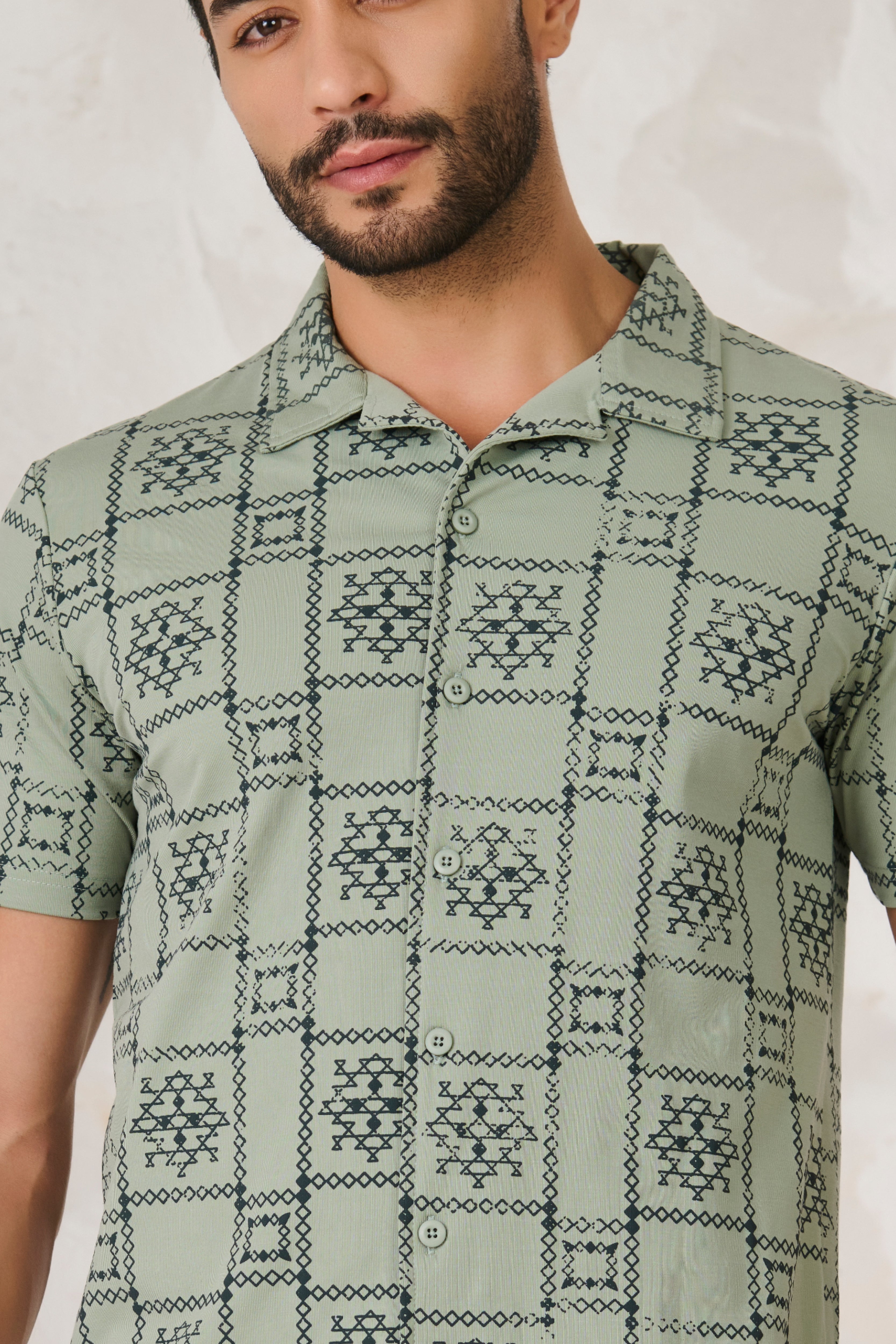 Buy Ornaments Square Cuban Shirt - Pista Online Shopping view 3