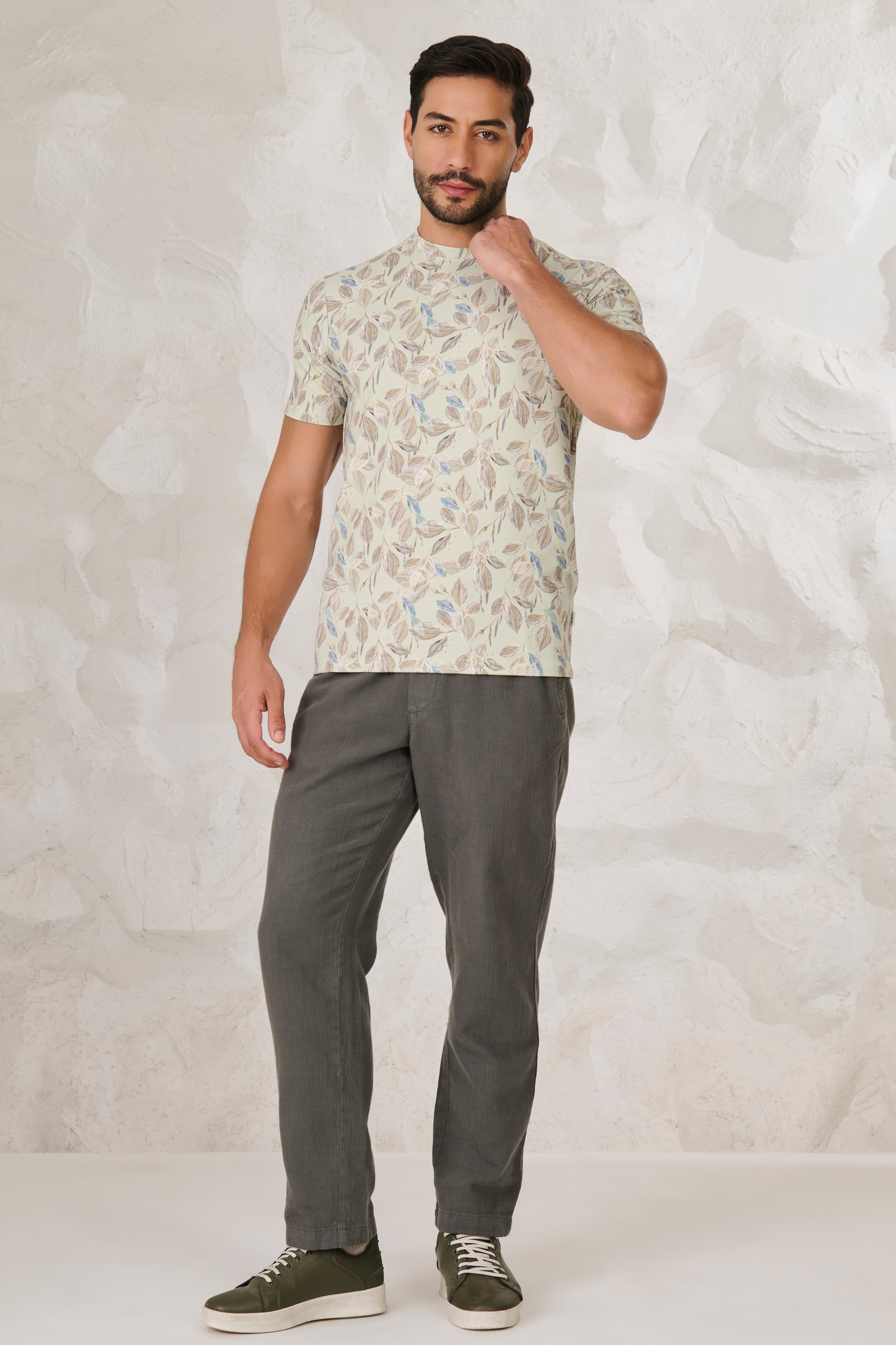 Buy Painted Leaves T-Shirt - Green Online Shopping view 5