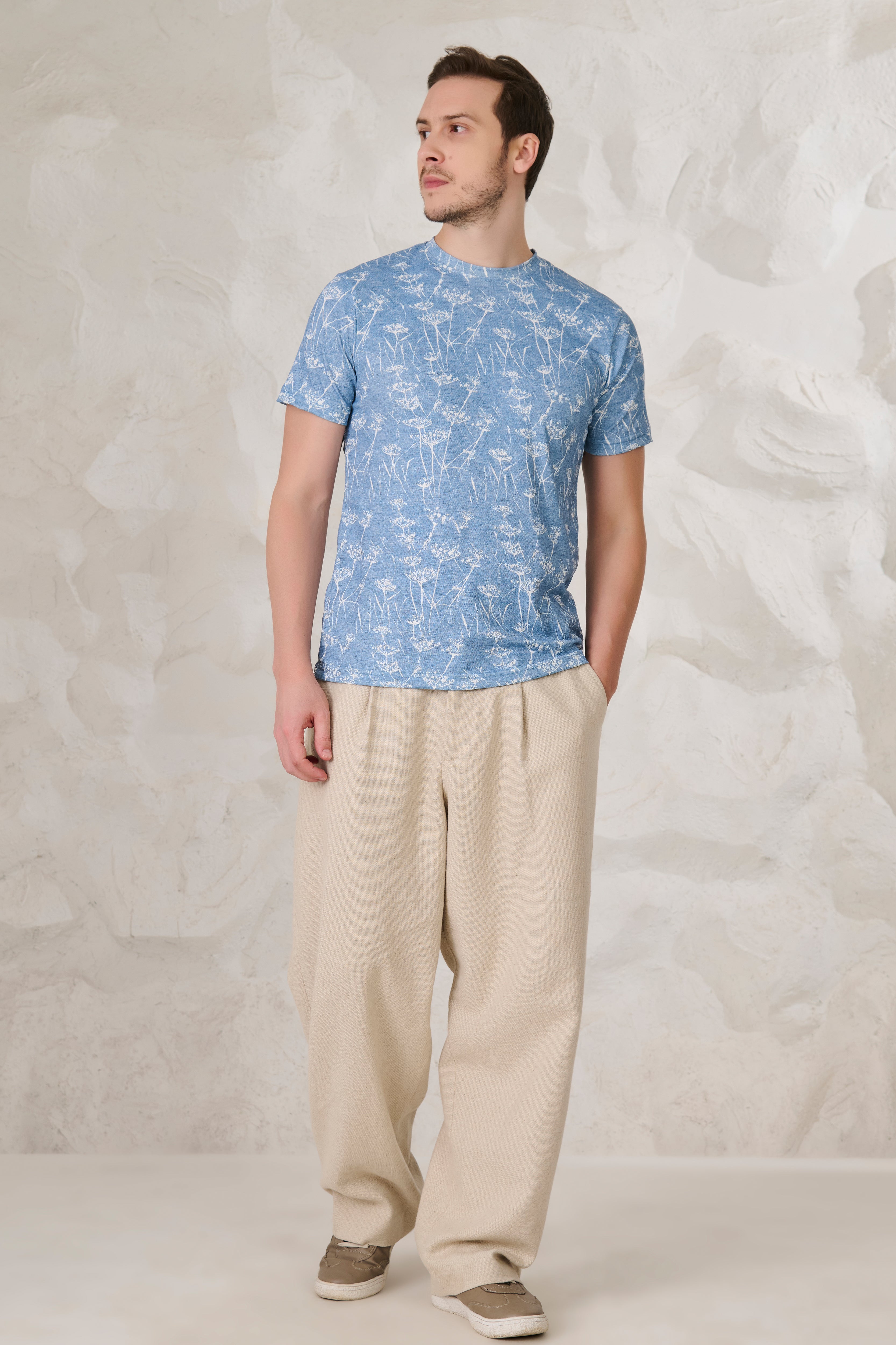 Buy Indigo Wildflowers T-Shirt Online Shopping view 5