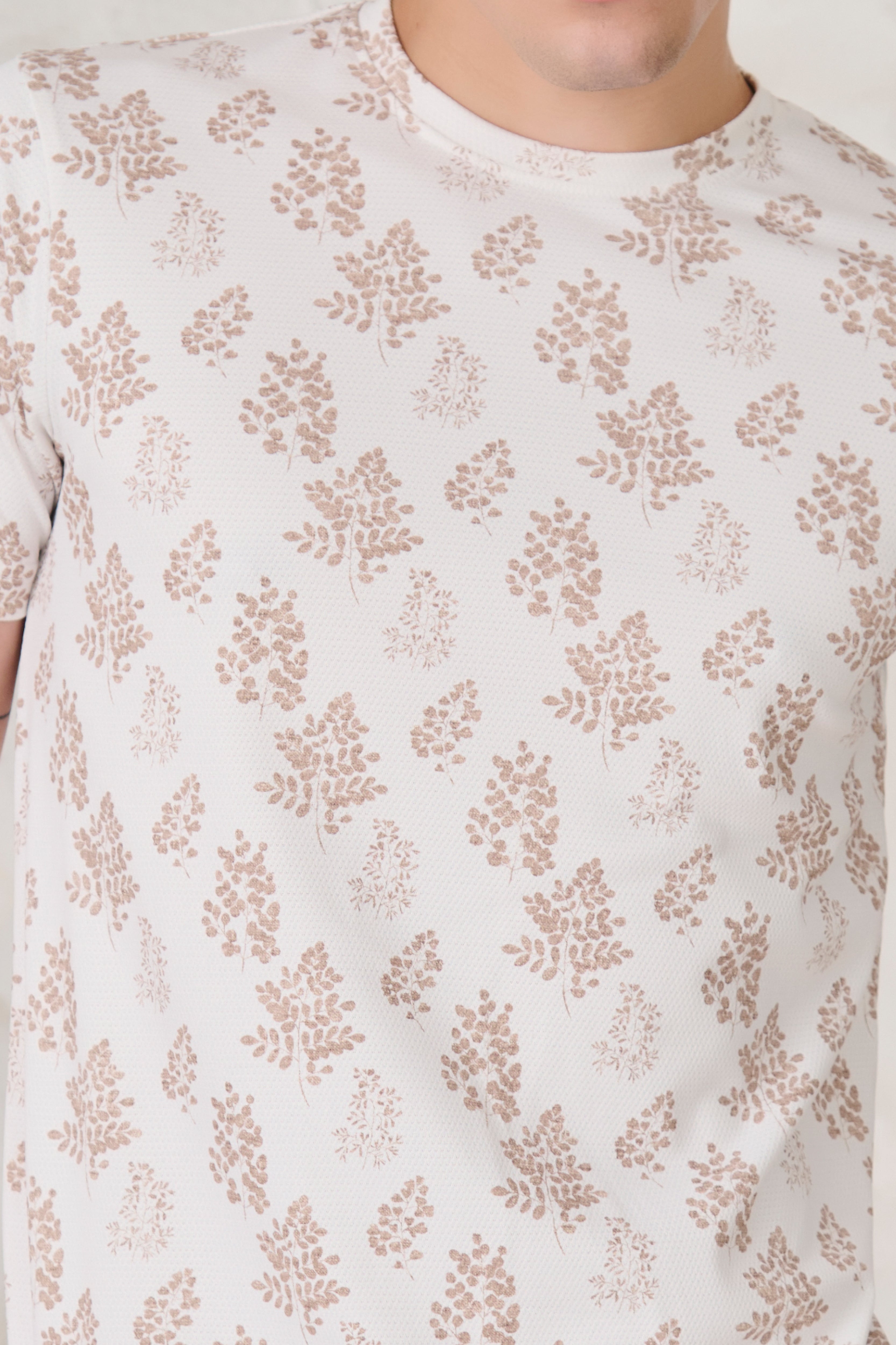 Buy Brown Ferns T-Shirt - White Online Shopping view 4