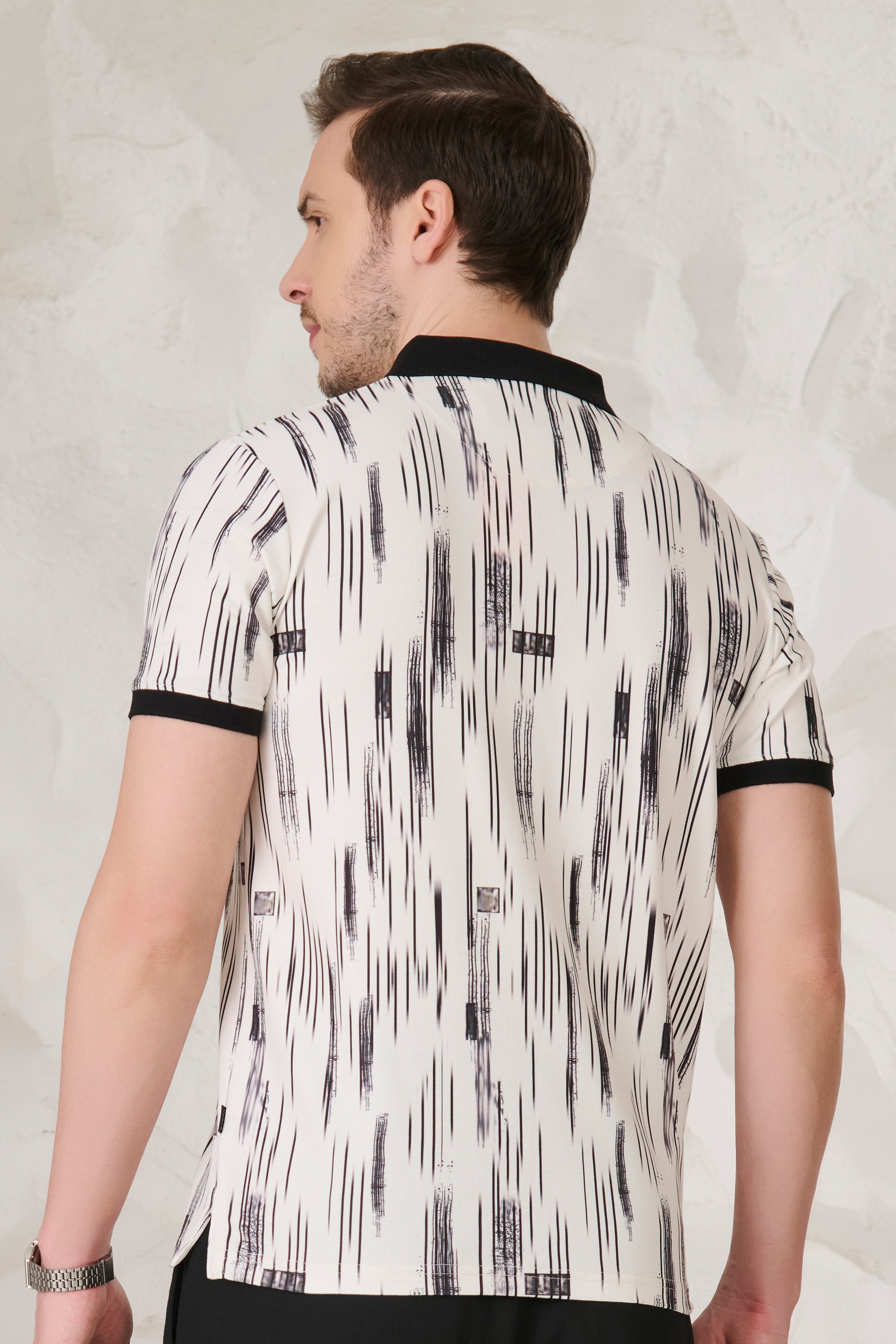 Buy Inky Stripe Polo - Black & White Online Shopping view 4