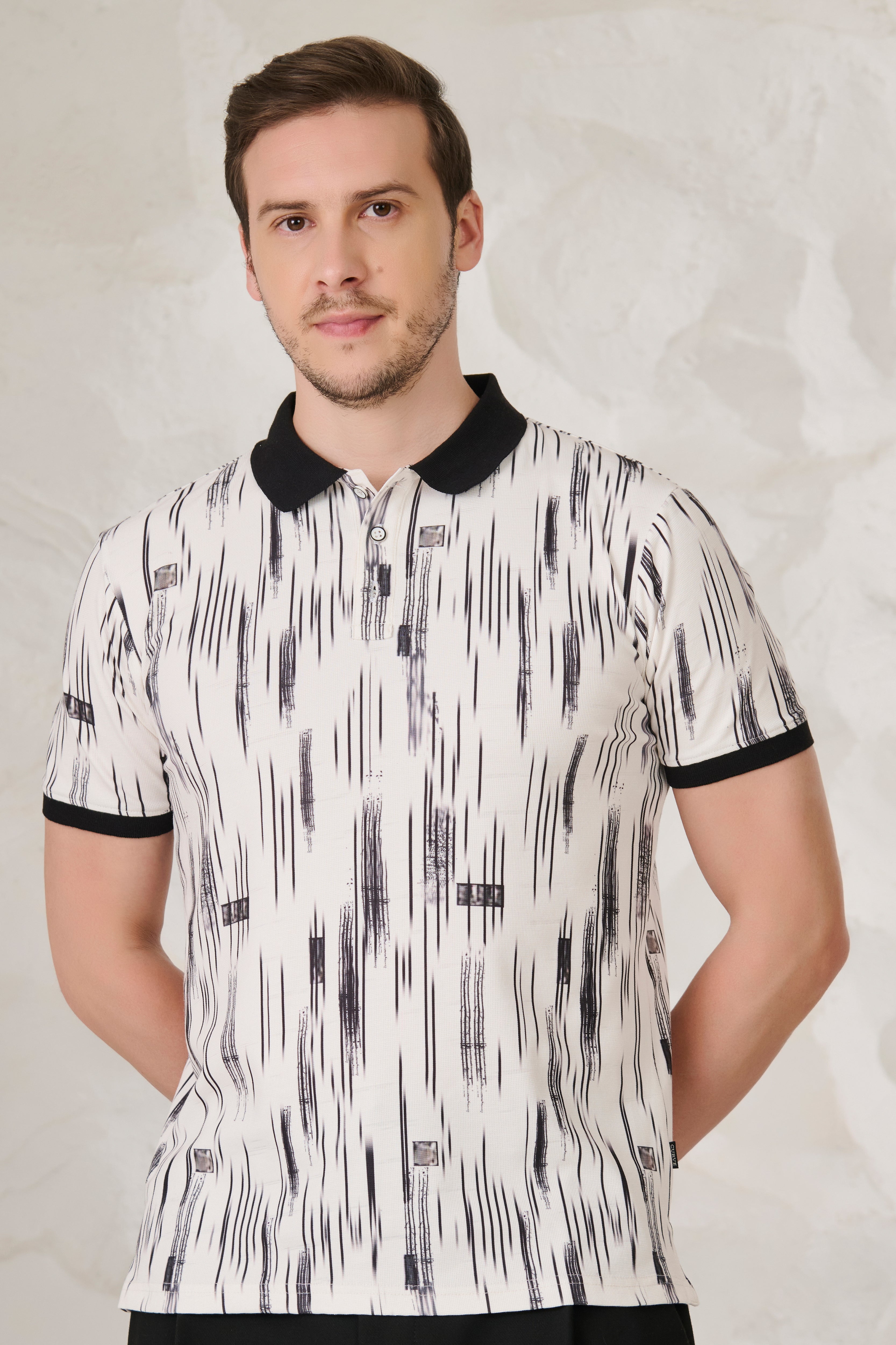 Buy Inky Stripe Polo - Black & White Online Shopping view 1