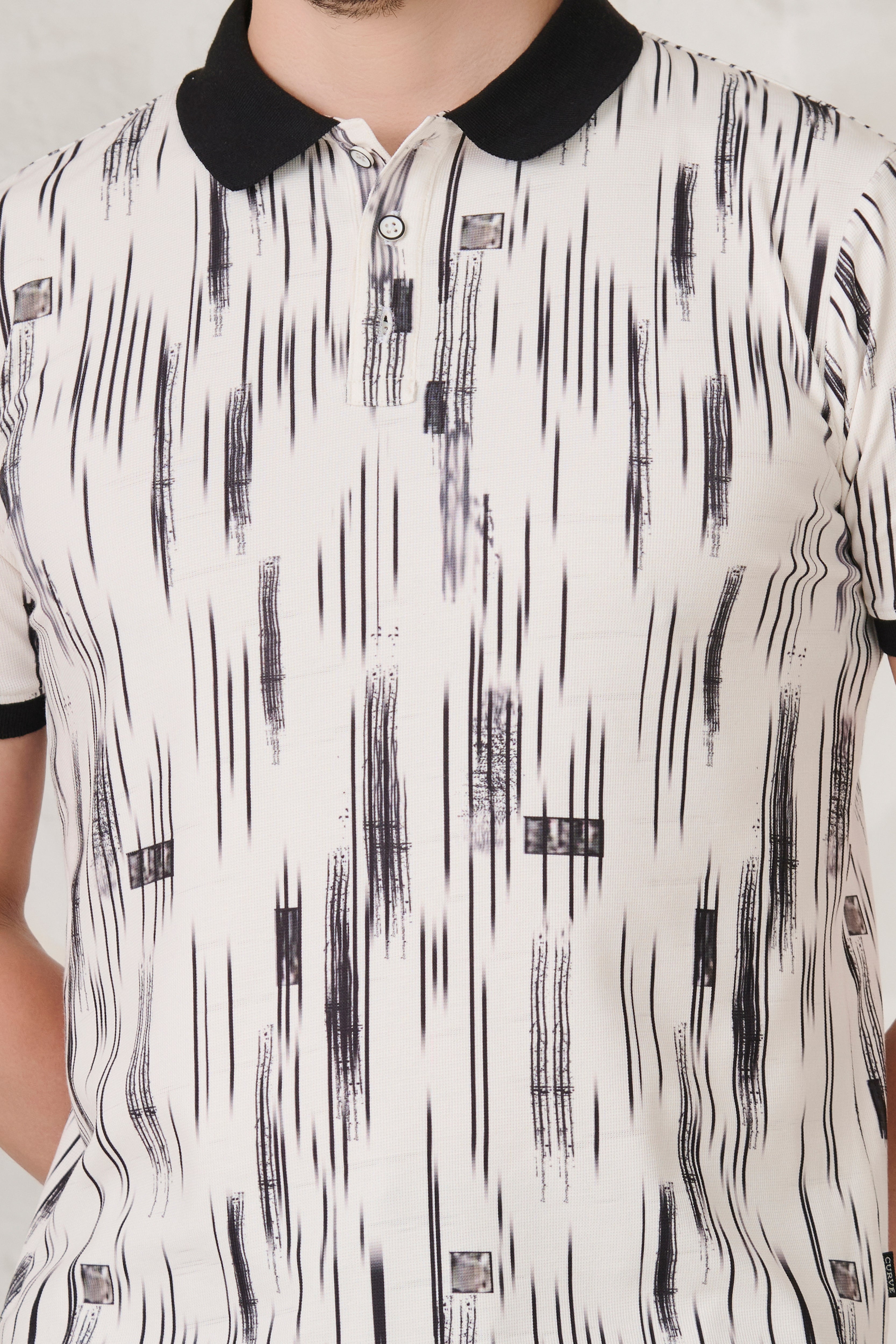 Buy Inky Stripe Polo - Black & White Online Shopping view 3