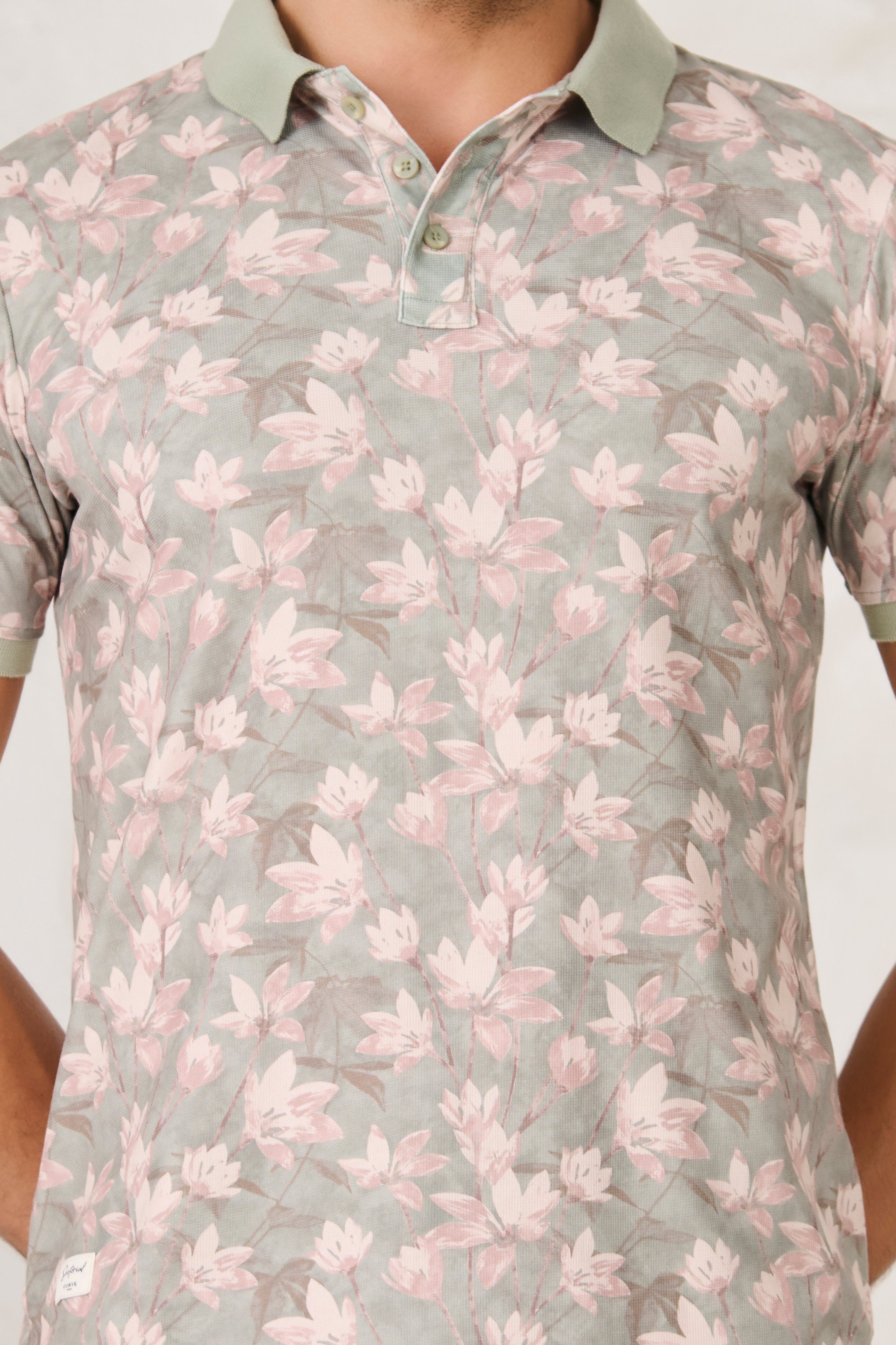 Buy Painted Wildflowers Polo - Green Online Shopping view 4
