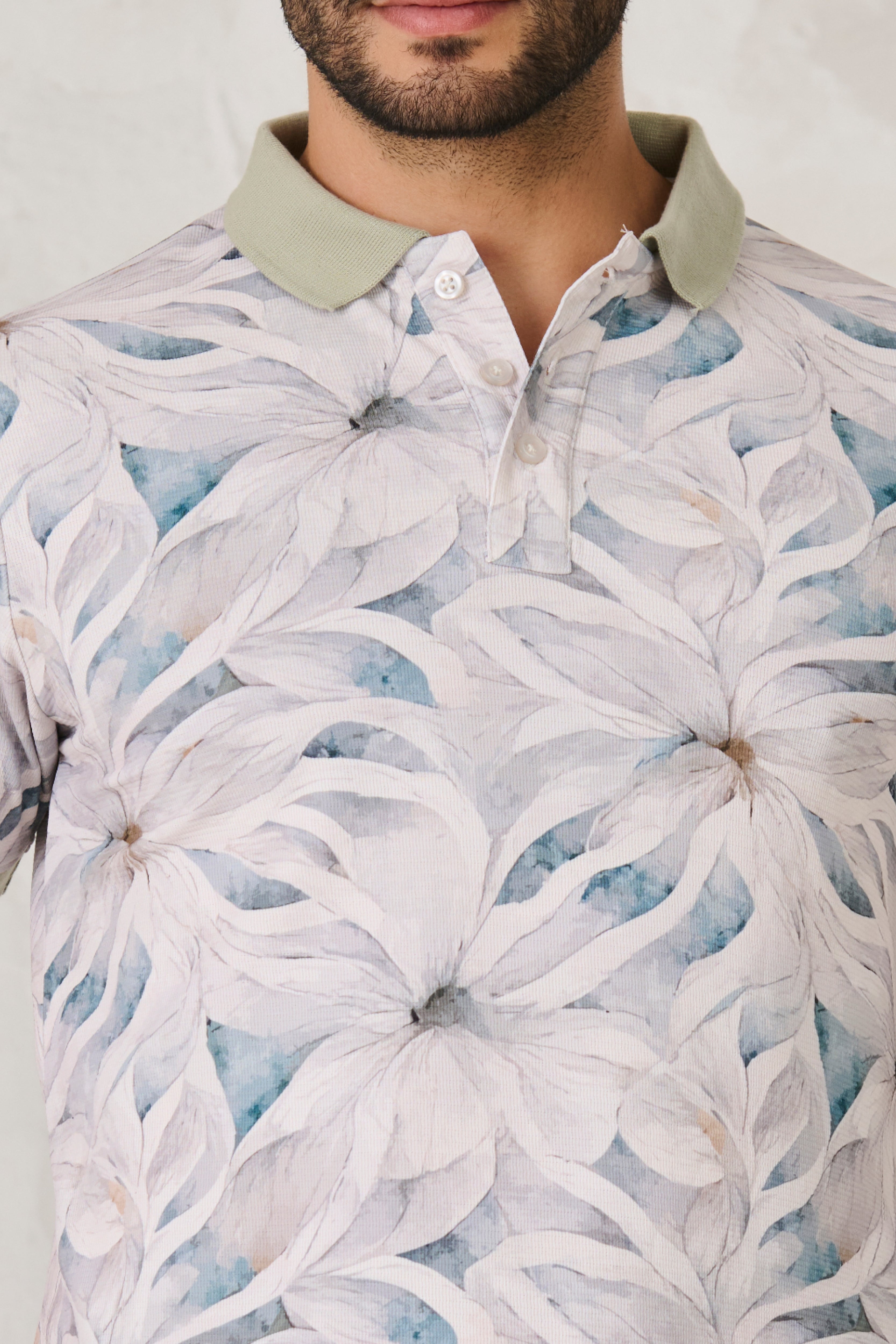 Buy Blooming Flower Polo - Green Online Shopping view 4