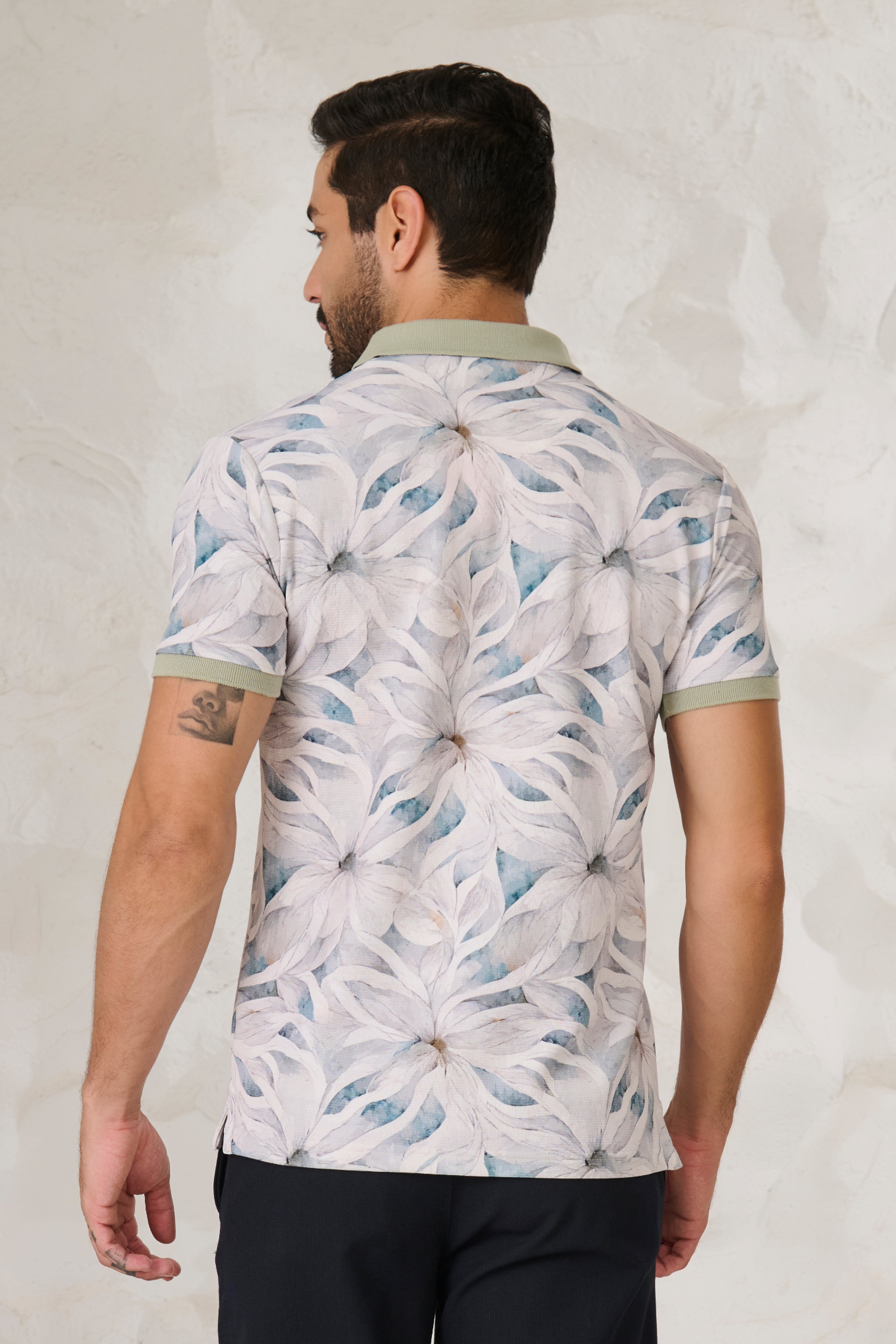 Buy Blooming Flower Polo - Green Online Shopping view 3