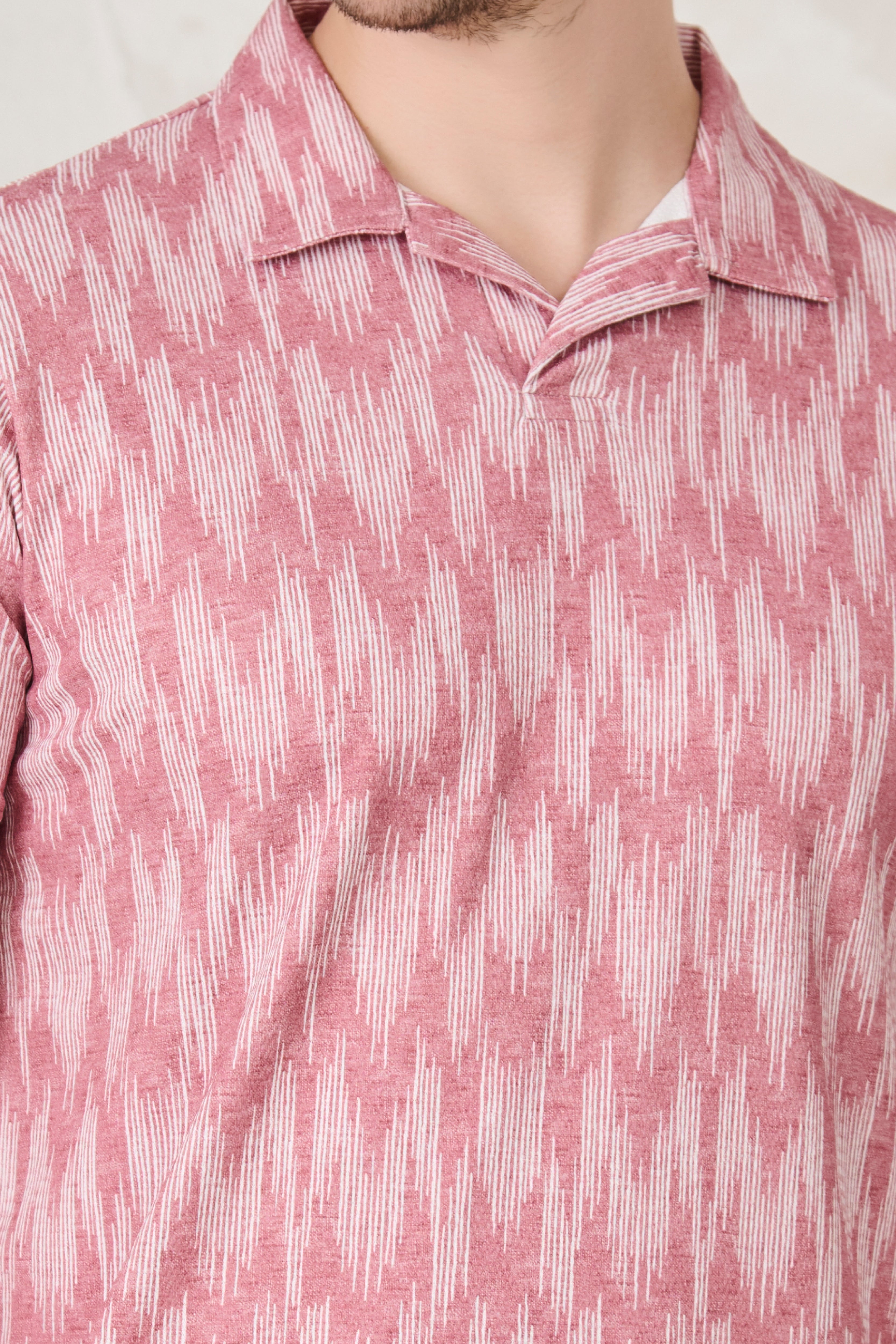 Buy Ikat Cuban T-Shirt - Matt Red Online Shopping view 4