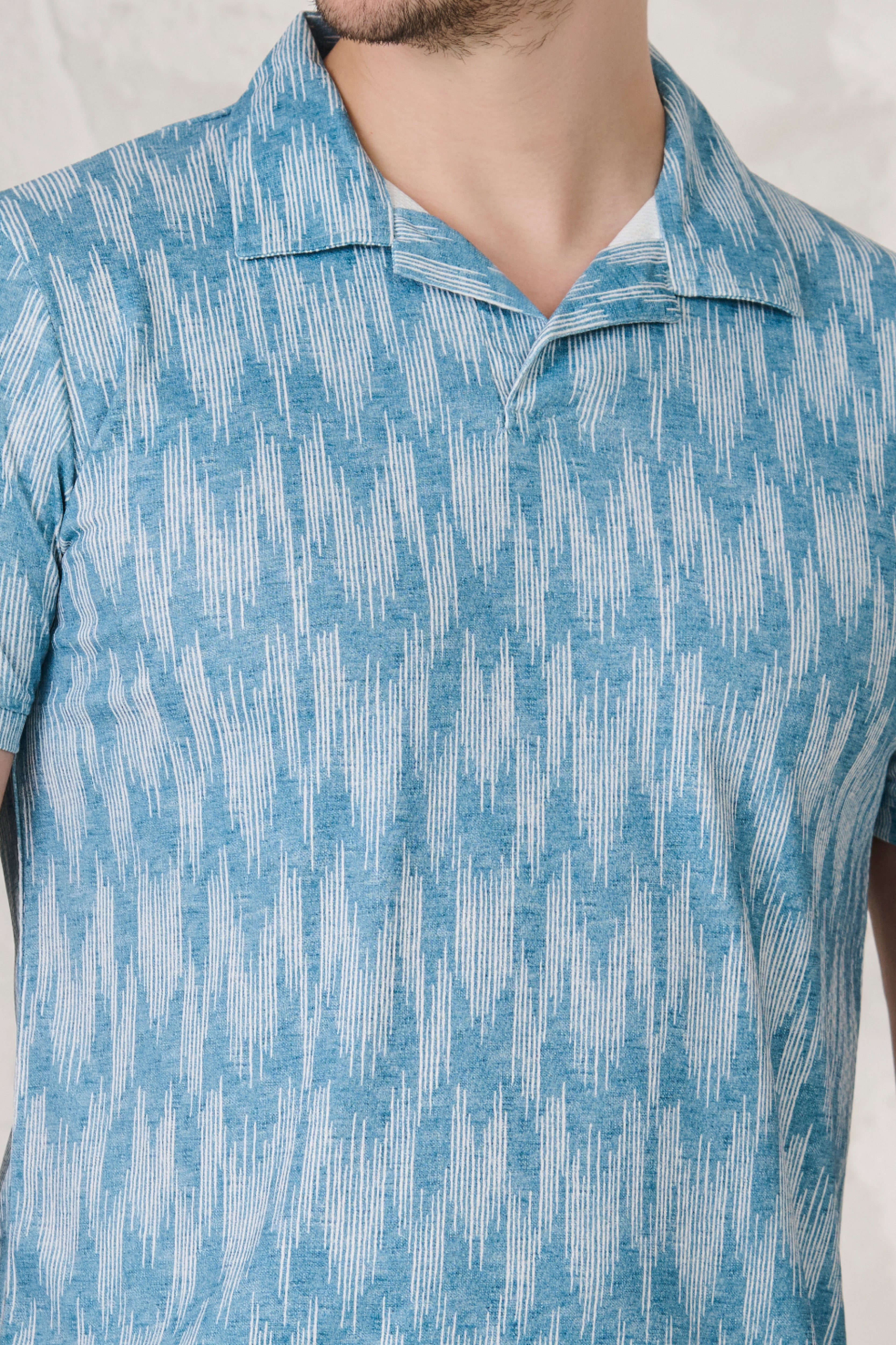 Buy Ikat Cuban T-Shirt - Teal Online Shopping view 4