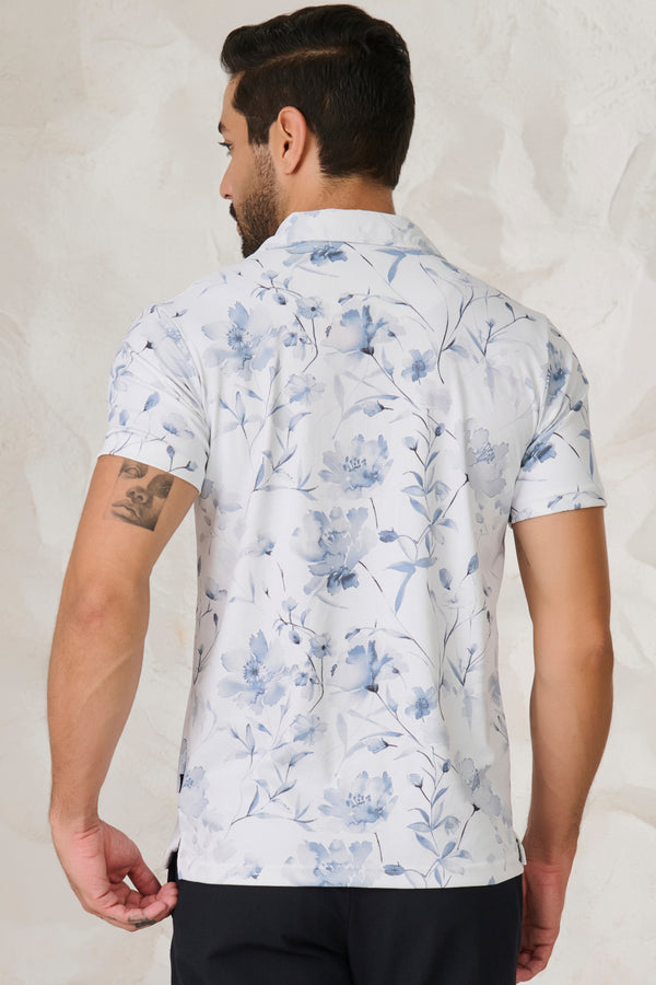 Water Lilies Cuban Shirt - Sky