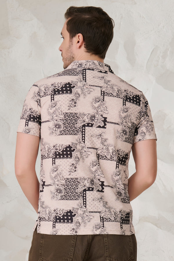 Creeper Plant Cuban Shirt - Khakhi