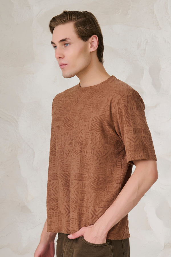 Doodles Terry Textured Oversized T-Shirt - Brown