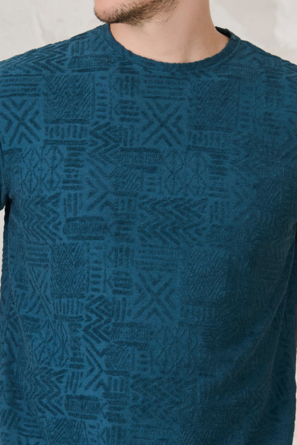 Doodles Terry Textured Oversized T-Shirt - Teal
