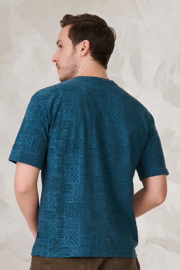 Doodles Terry Textured Oversized T-Shirt - Teal