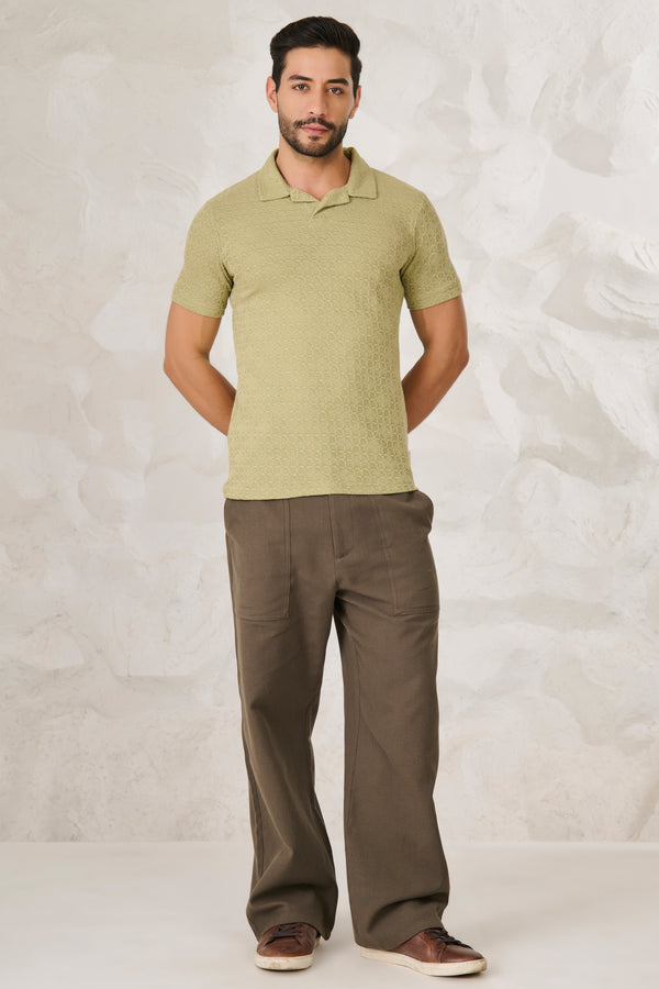 Checkered Tiles Textured Cuban T-Shirt - Pista