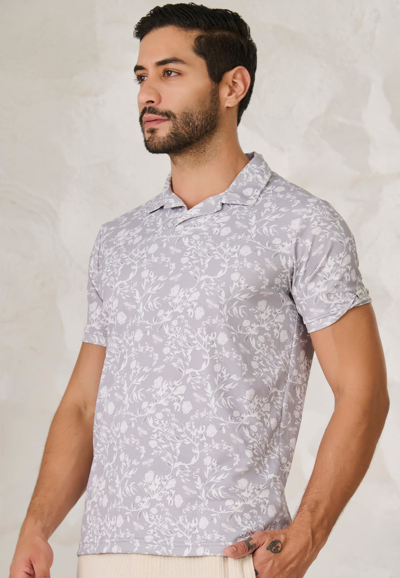 Wildflowers Cuban T-Shirt - Gray