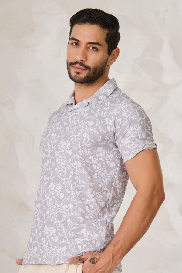 Wildflowers Cuban T-Shirt - Gray