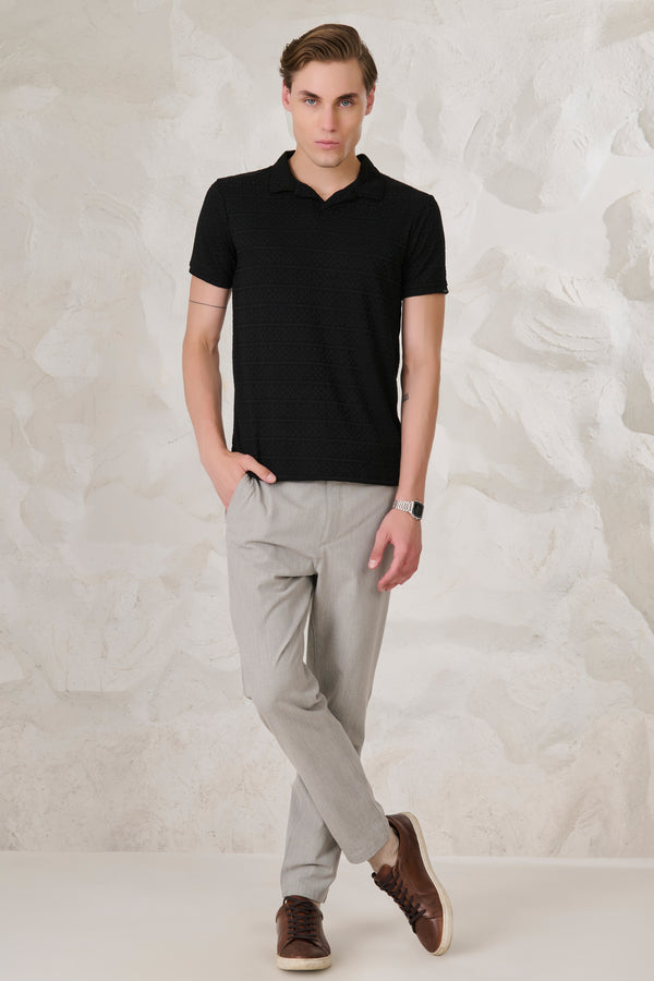 Checkered Textures Cuban T-Shirt - Black
