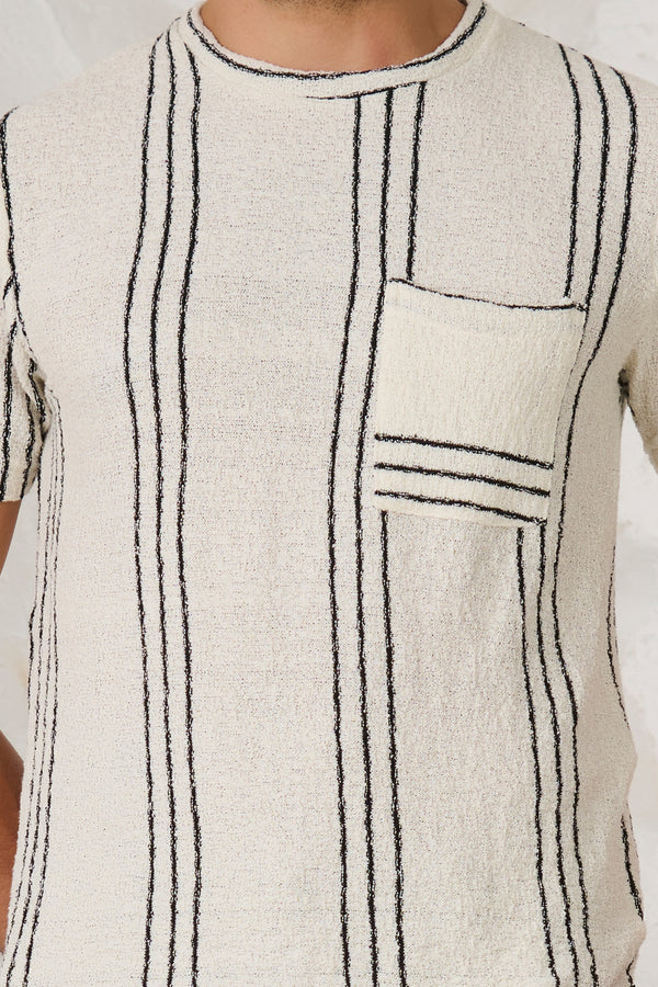 Tri Stripes Textured T-Shirt	- White