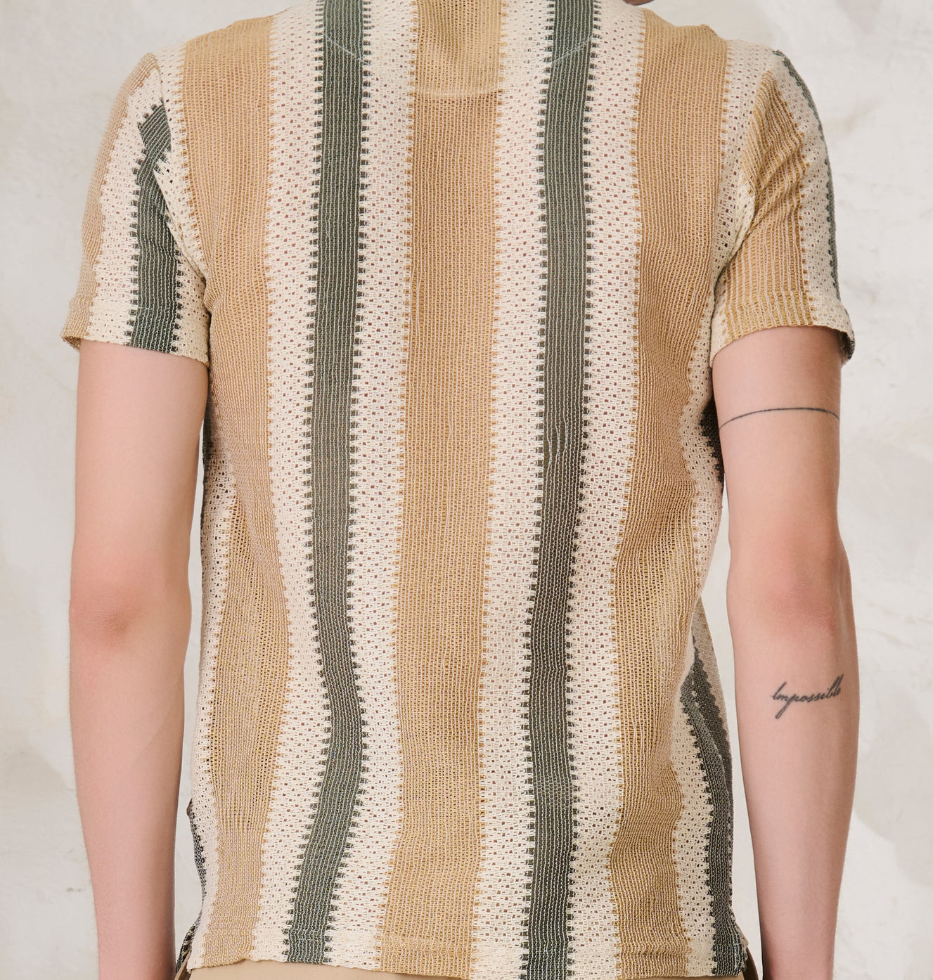 Air Vents Stripe Cuban Shirt - Khaki