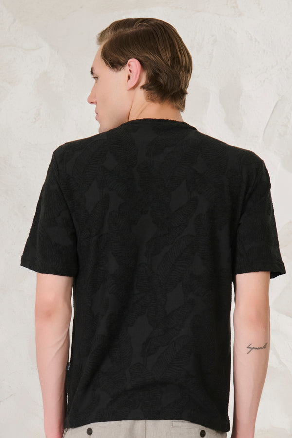 Palms Terry Textured Oversized T-Shirt - Black