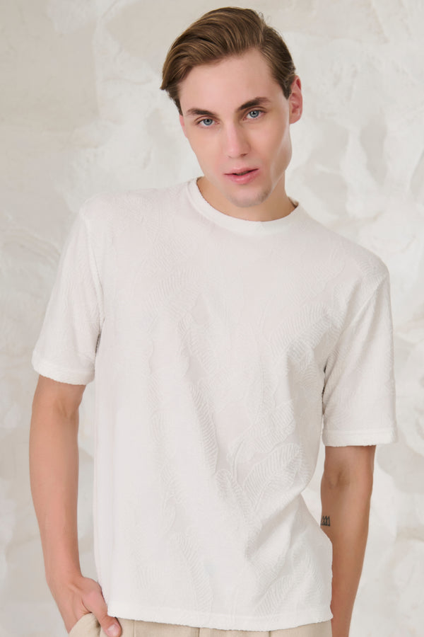 Palms Terry Textured Oversized T-Shirt - White