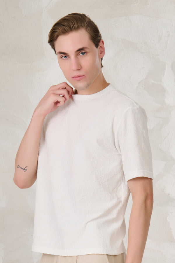 Palms Terry Textured Oversized T-Shirt - White