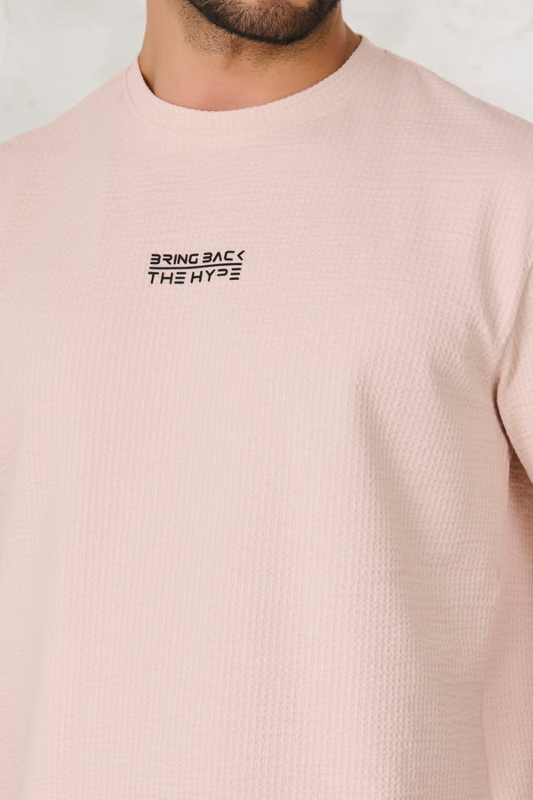 Seer Sucker Textured Oversized T-Shirt - Pink