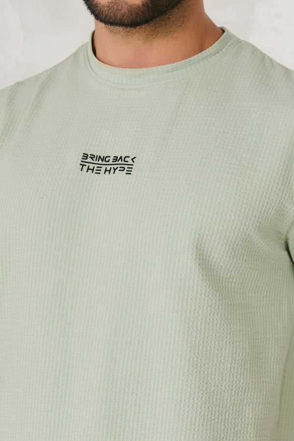 Seer Sucker Textured Oversized T-Shirt - Pista