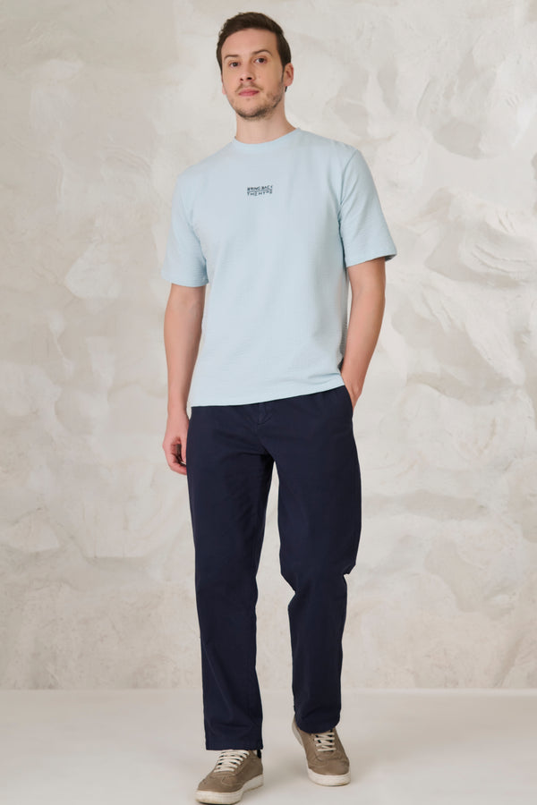 Seer Sucker Textured T-Shirt - Sky Blue
