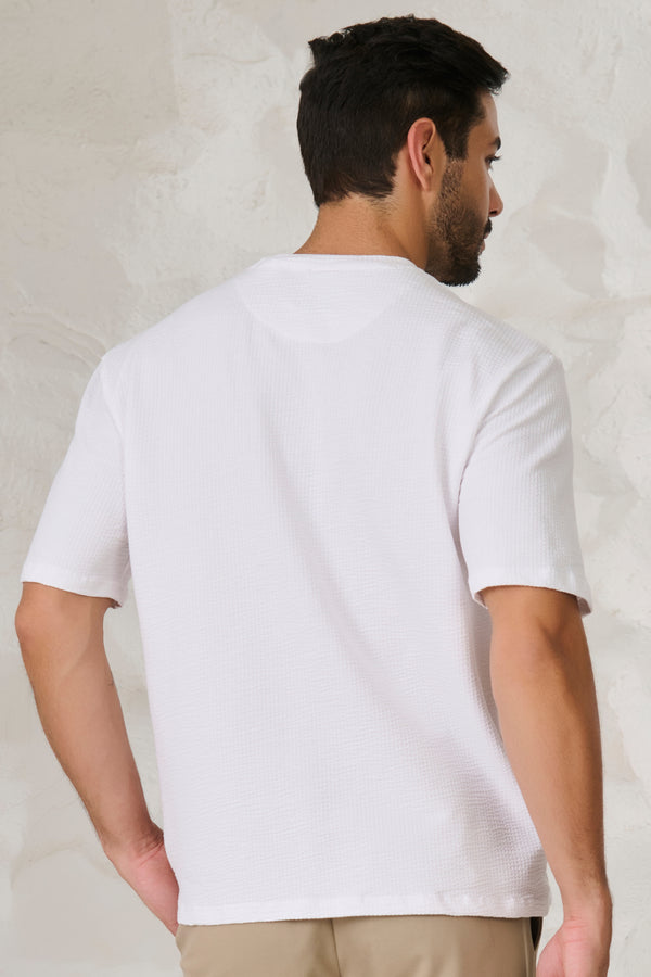 Seer Sucker Textured T-Shirt - White
